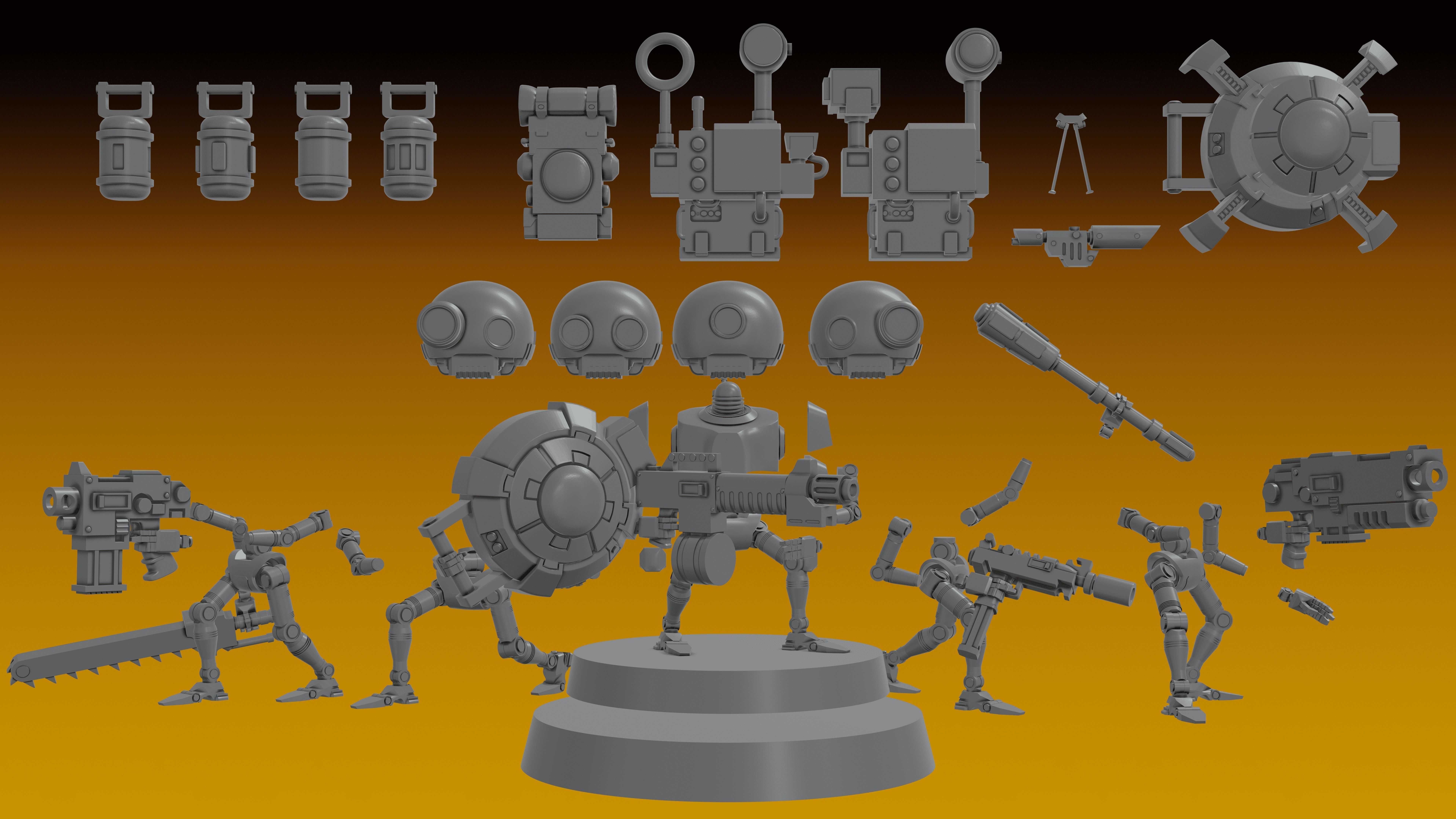 SERVOCORE COLLECTIONS -ASSISTANT DROID SQUAD-Whole AND in parts 3D print model_8