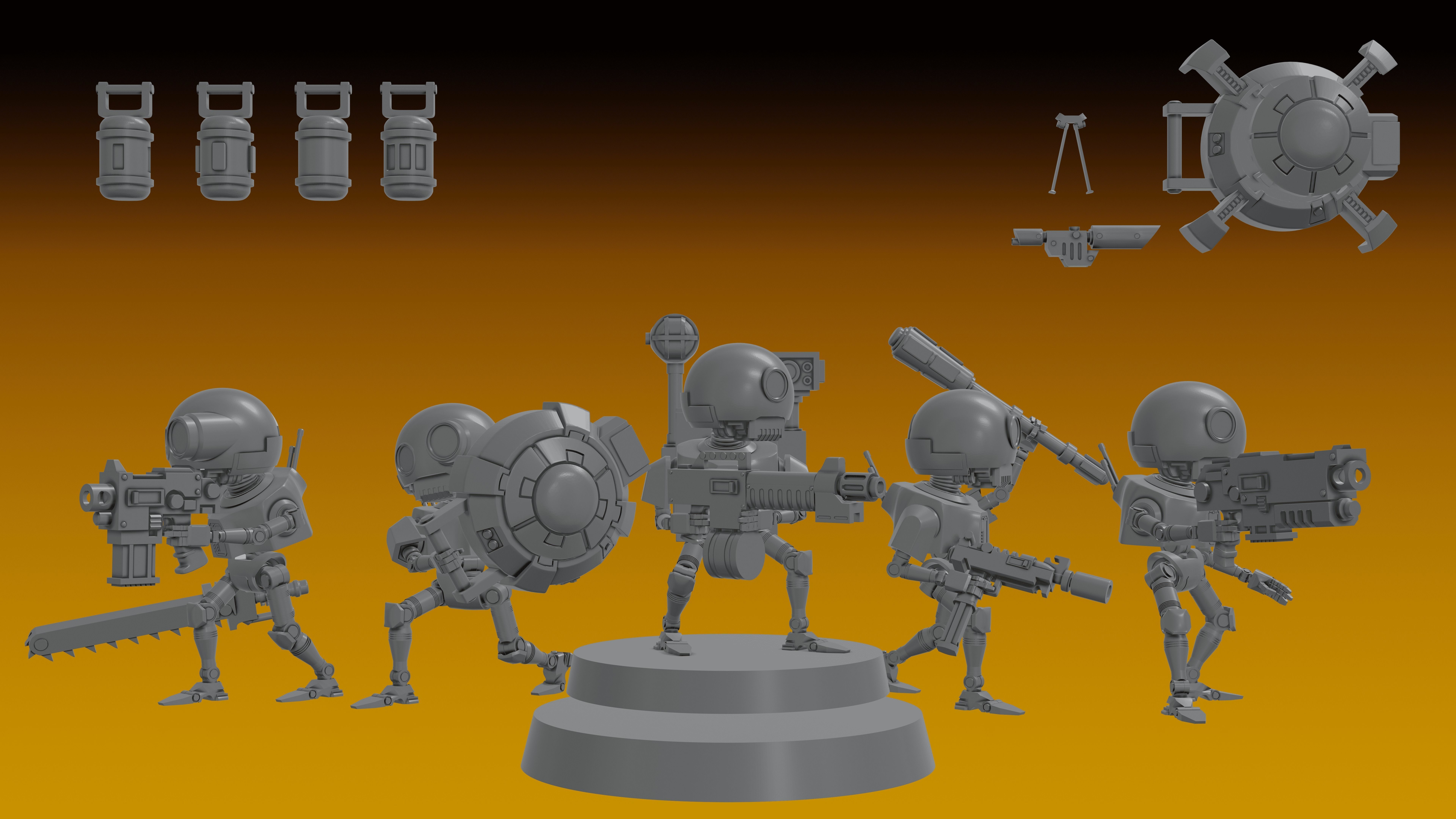 SERVOCORE COLLECTIONS -ASSISTANT DROID SQUAD-Whole AND in parts 3D print model_3