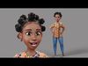 Cartoon African woman rigged Low-poly 3D model_1