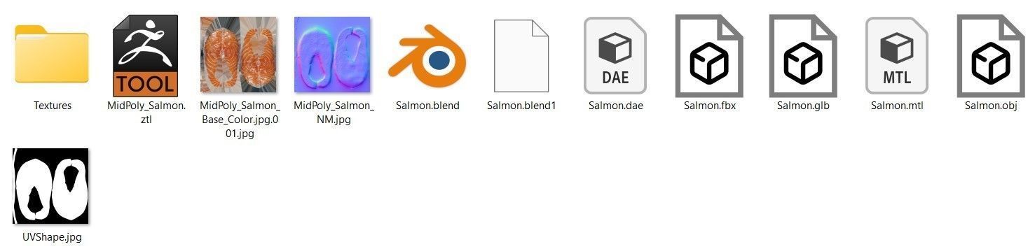 Salmon piece of 3D model_10