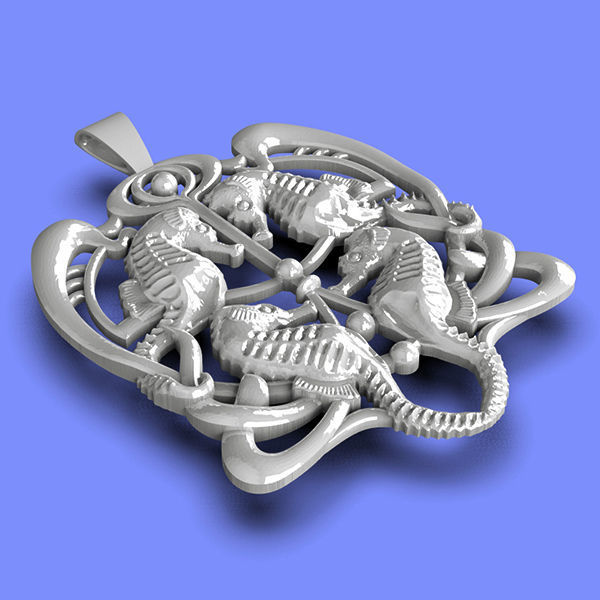Jewelry Seahorses charm 3D model_1
