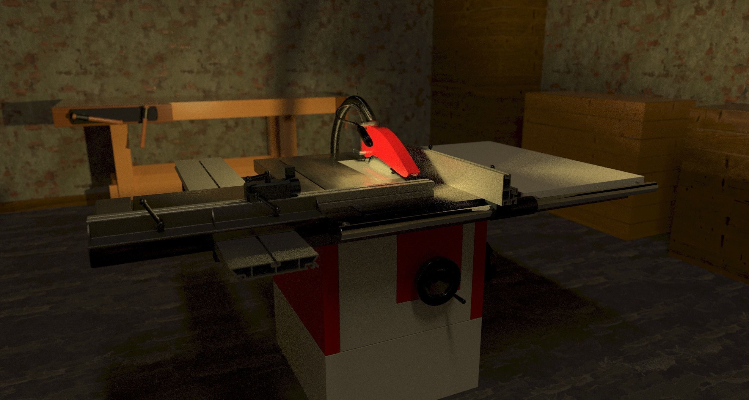 Circular Saw Bench Workshop Industry Carpenter DIY Joinery Tool 3D model_7