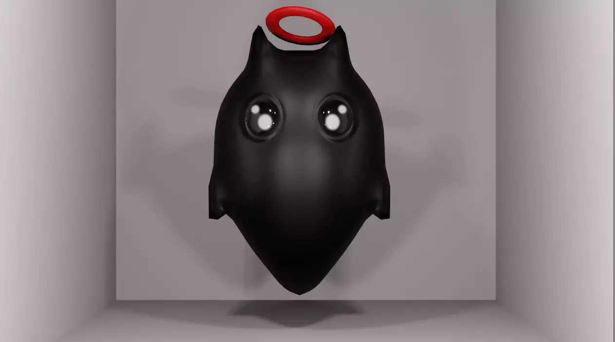 Cute Black Ghost Lp Low-poly 3D model_0