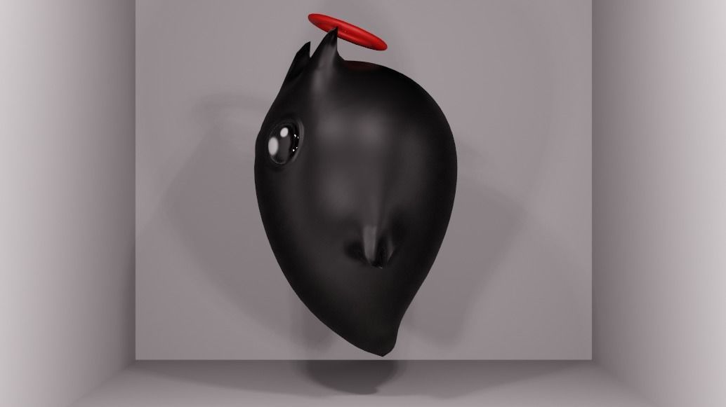 Cute Black Ghost Lp Low-poly 3D model_3