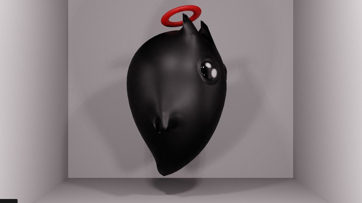 Cute Black Ghost Lp Low-poly 3D model_1