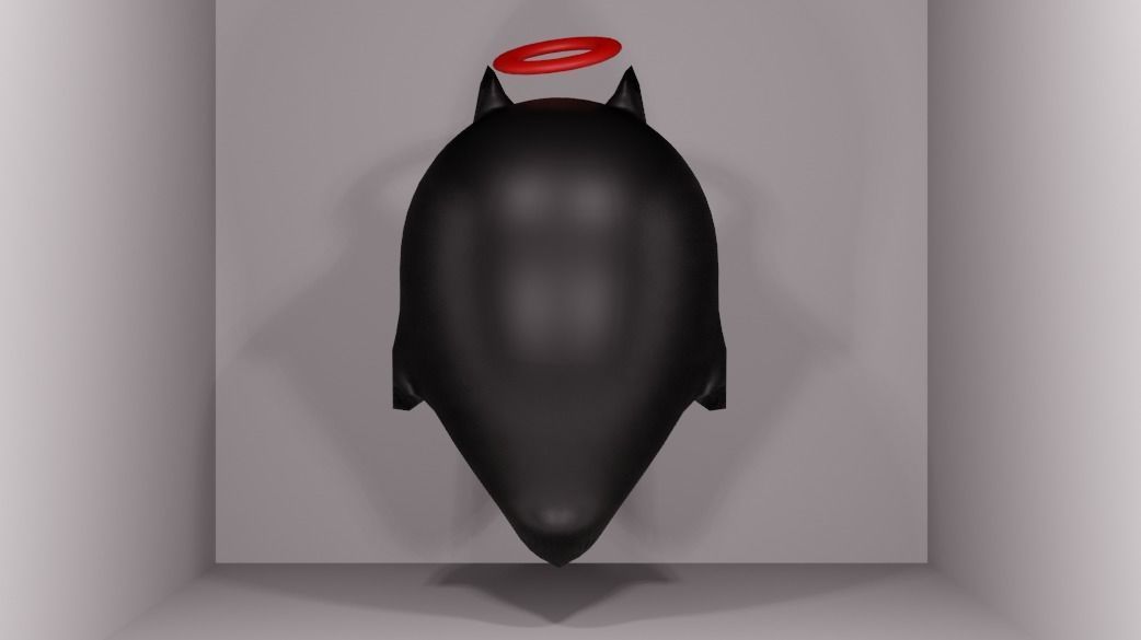 Cute Black Ghost Lp Low-poly 3D model_2