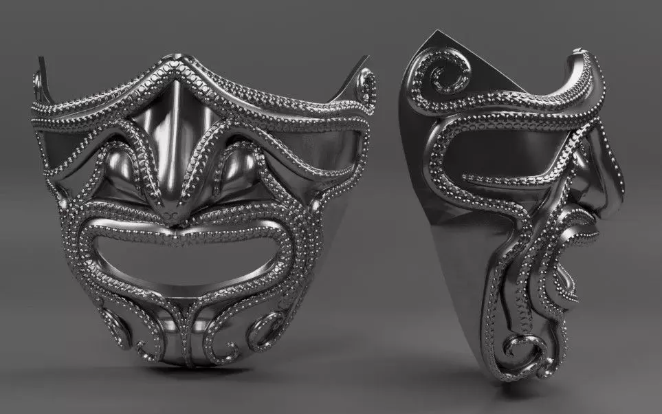 Ten-Mask two silver masks 3D print model_0