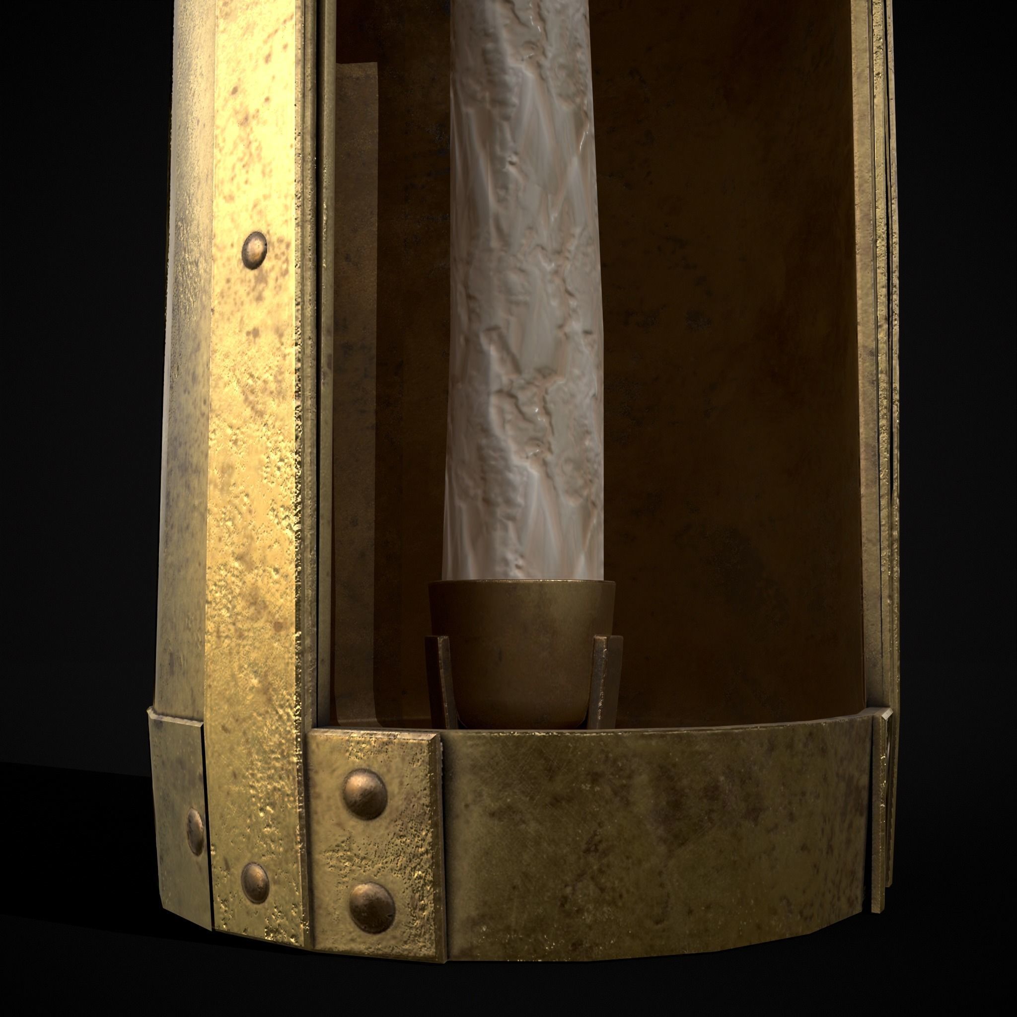 Medieval Brass Candle Low-poly 3D model_15