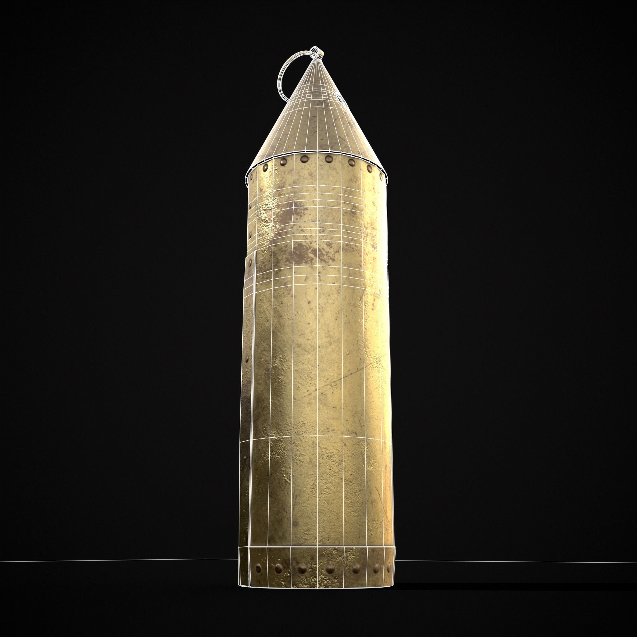 Medieval Brass Candle Low-poly 3D model_6