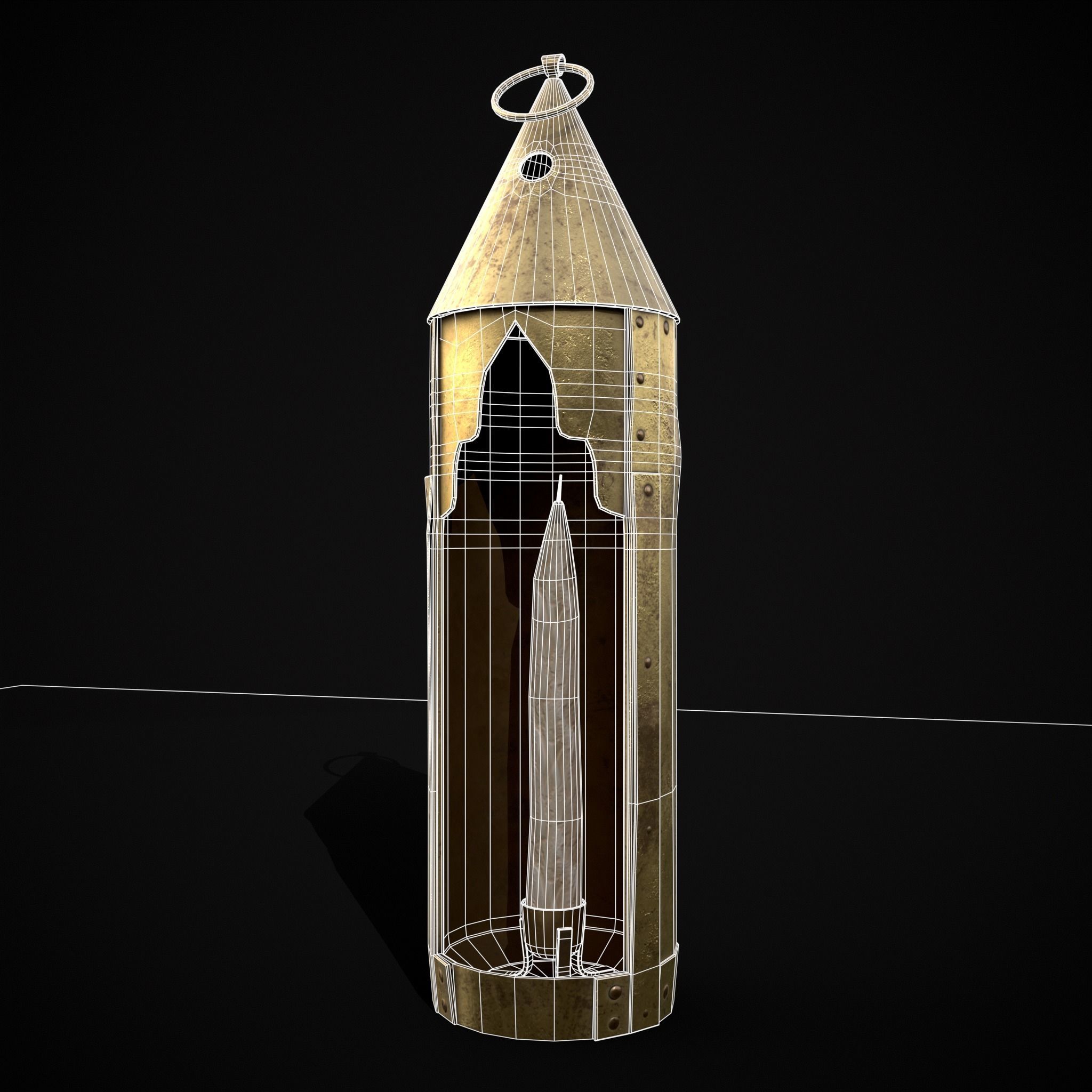 Medieval Brass Candle Low-poly 3D model_22