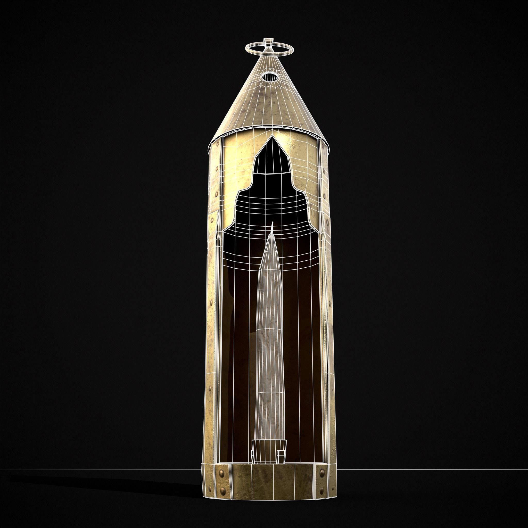Medieval Brass Candle Low-poly 3D model_8
