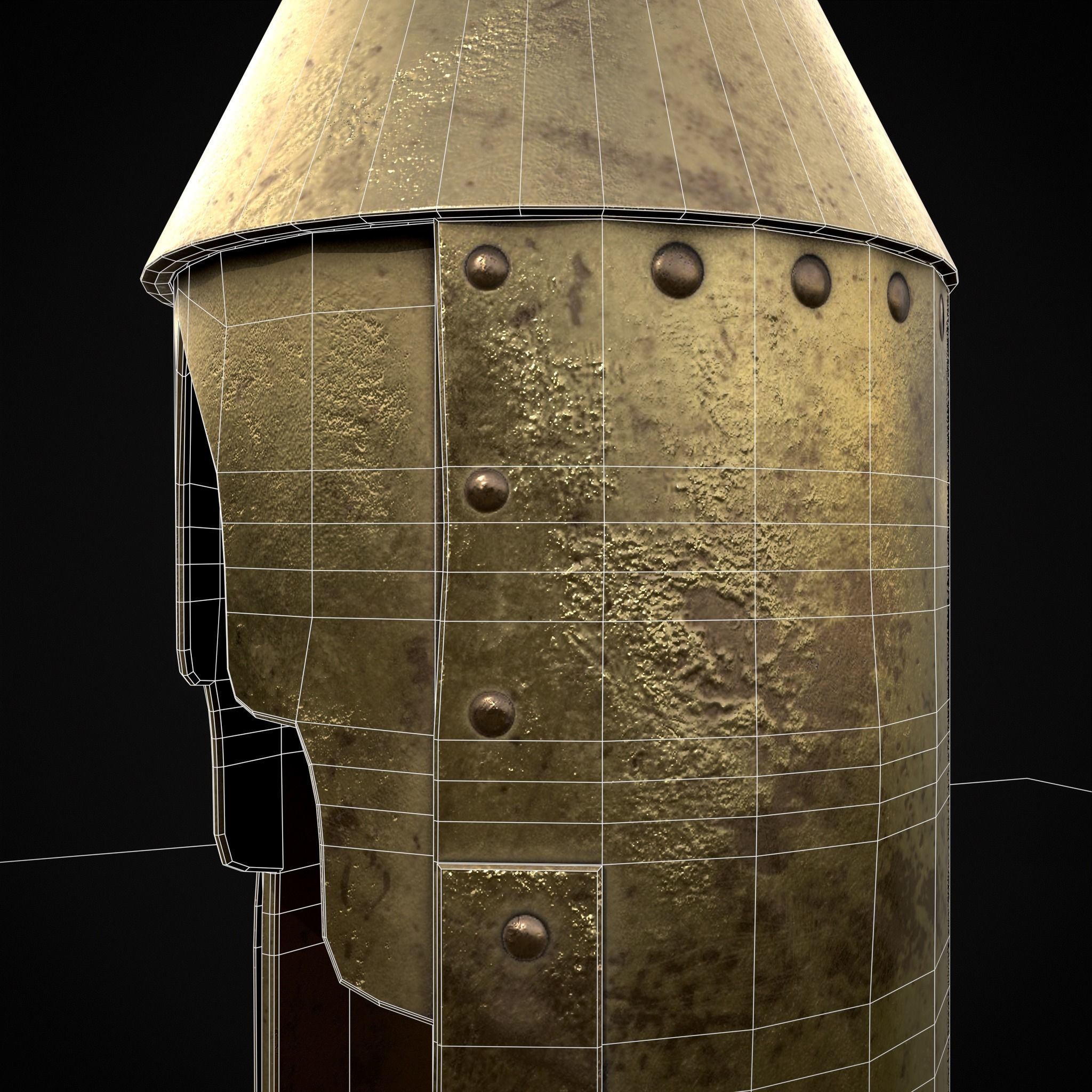 Medieval Brass Candle Low-poly 3D model_12