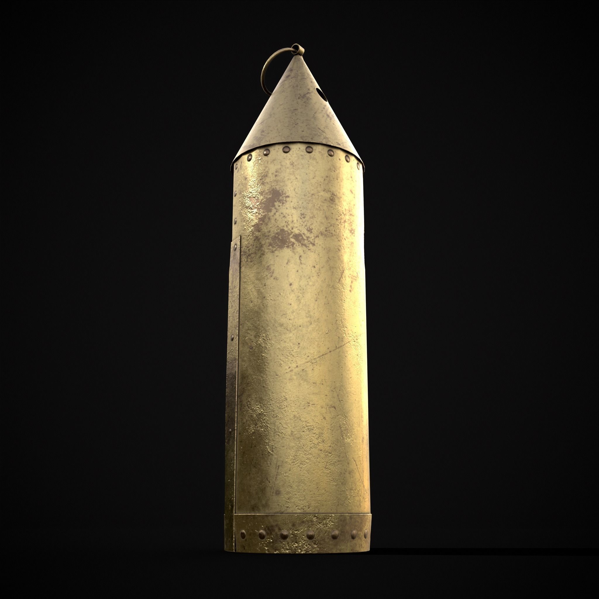 Medieval Brass Candle Low-poly 3D model_5