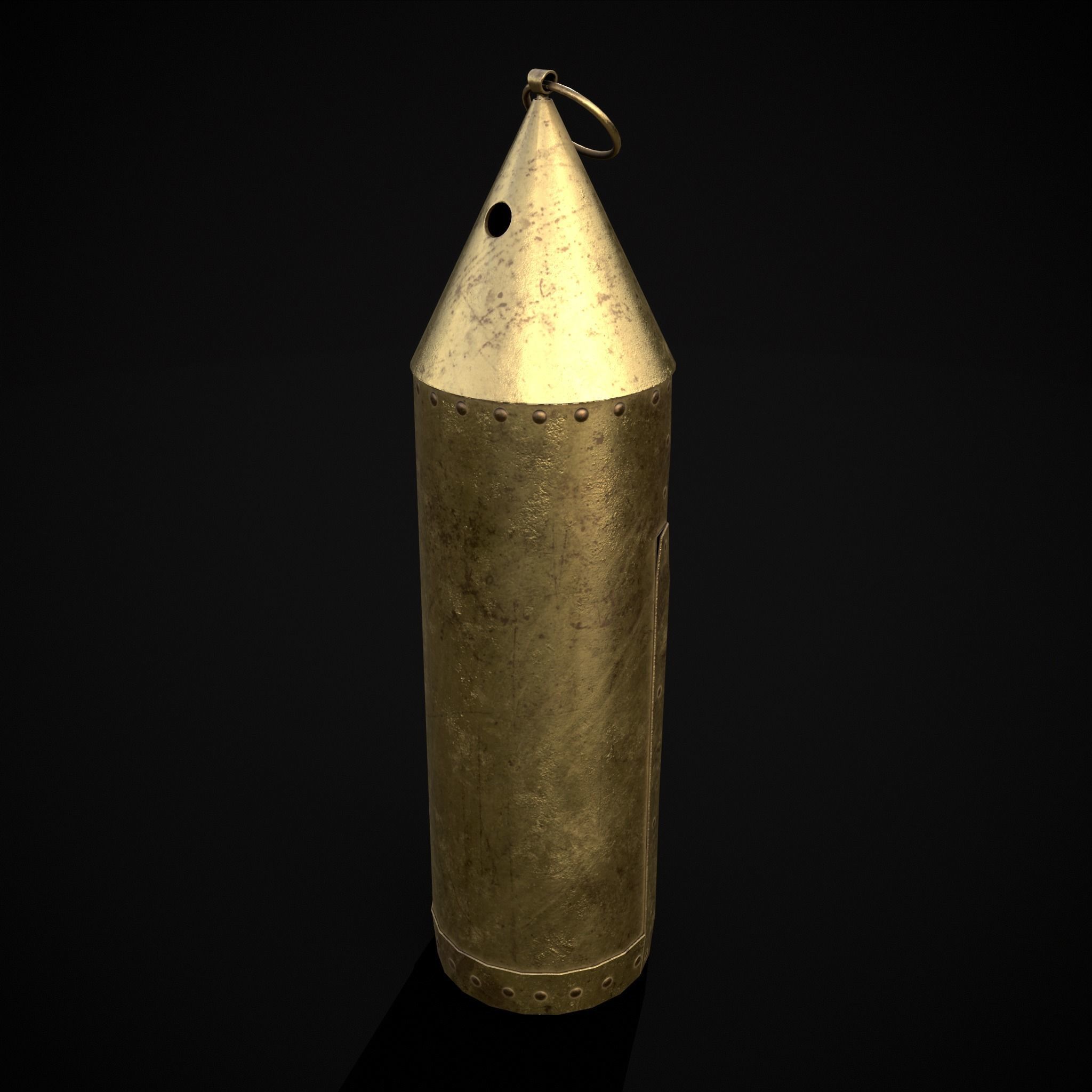Medieval Brass Candle Low-poly 3D model_3