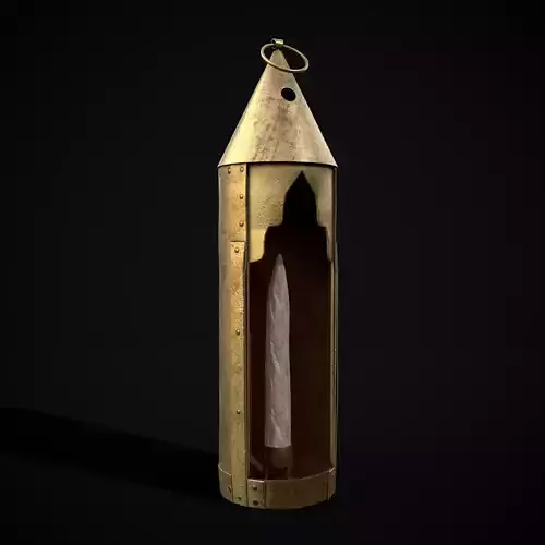 Medieval Brass Candle Low-poly 3D model
