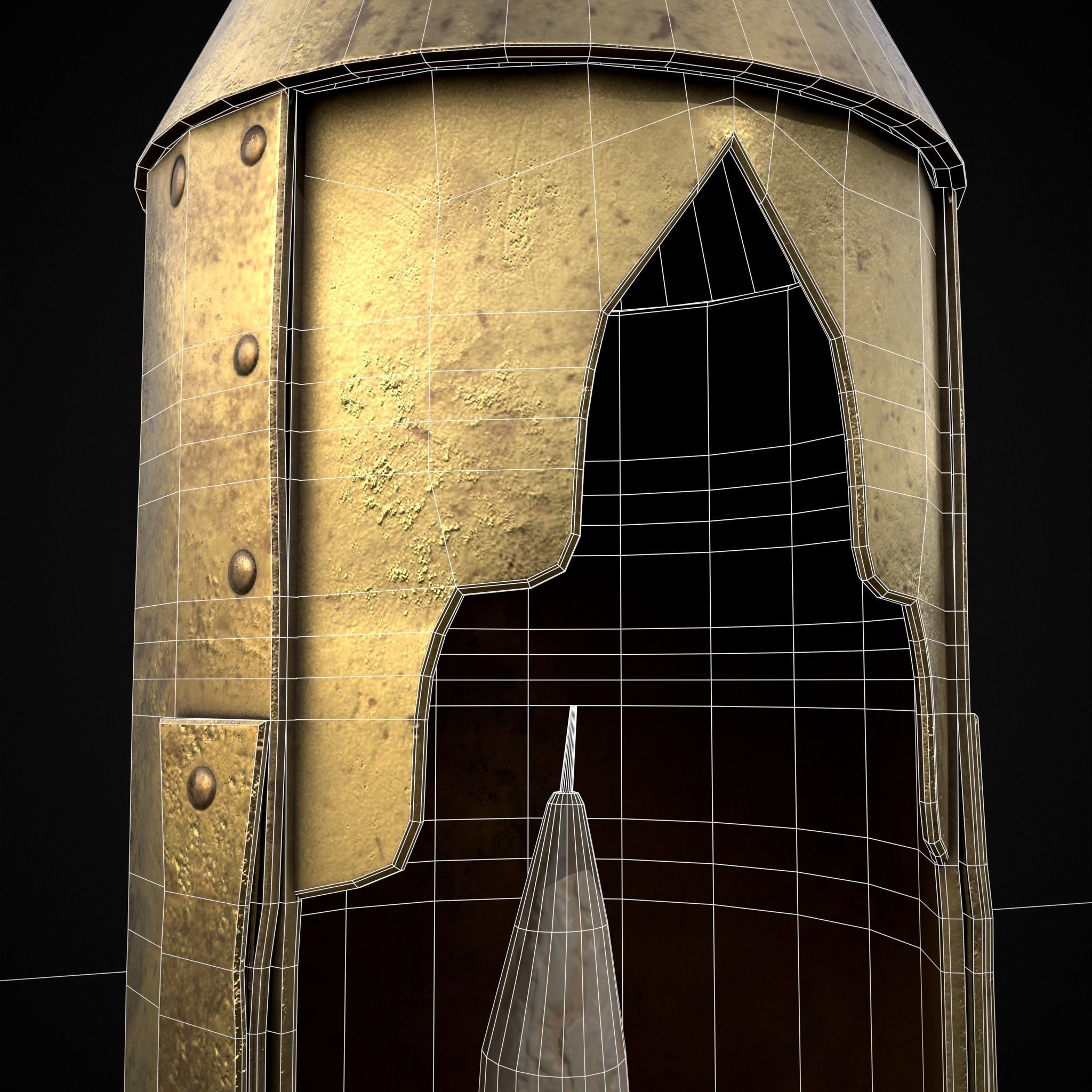 Medieval Brass Candle Low-poly 3D model_14