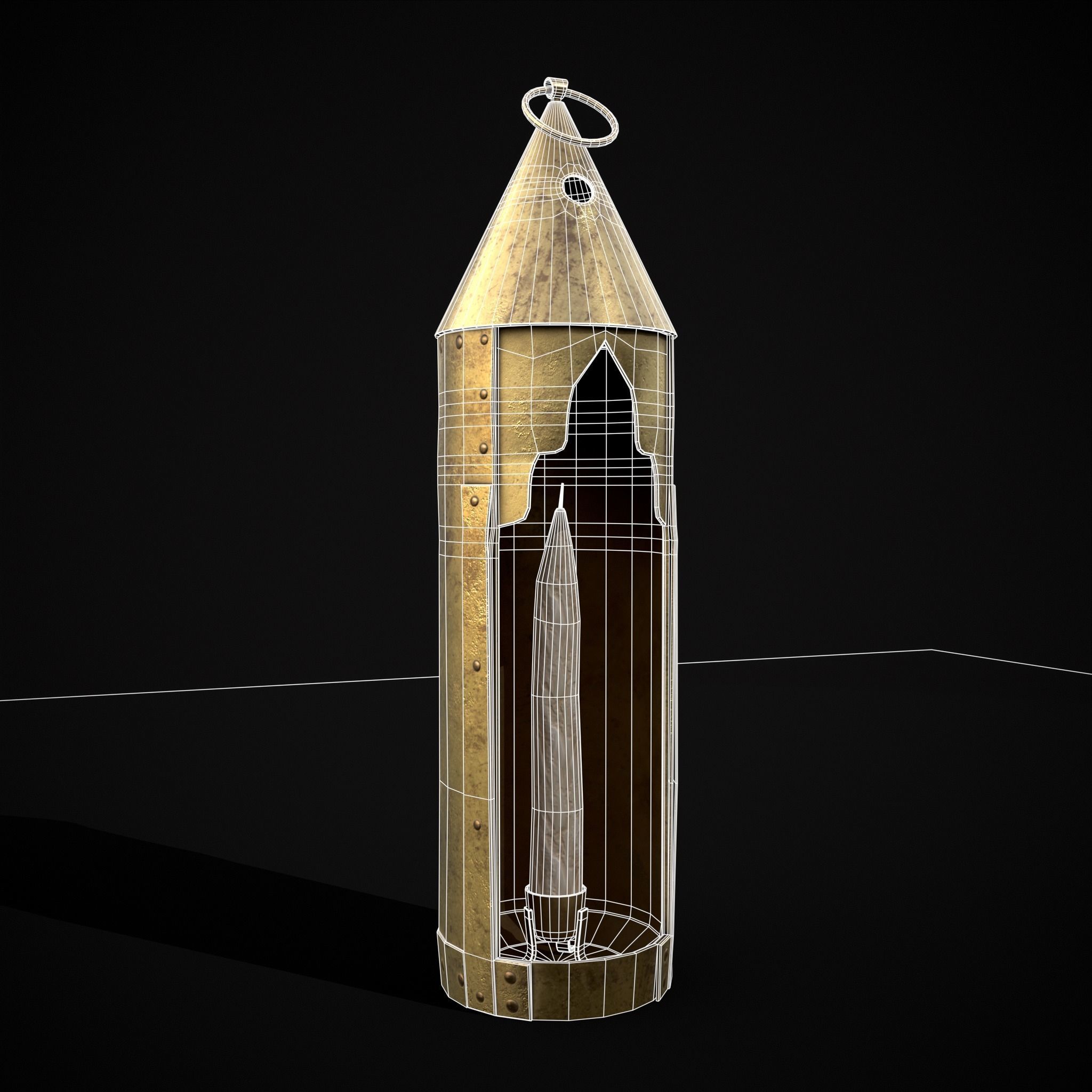 Medieval Brass Candle Low-poly 3D model_2