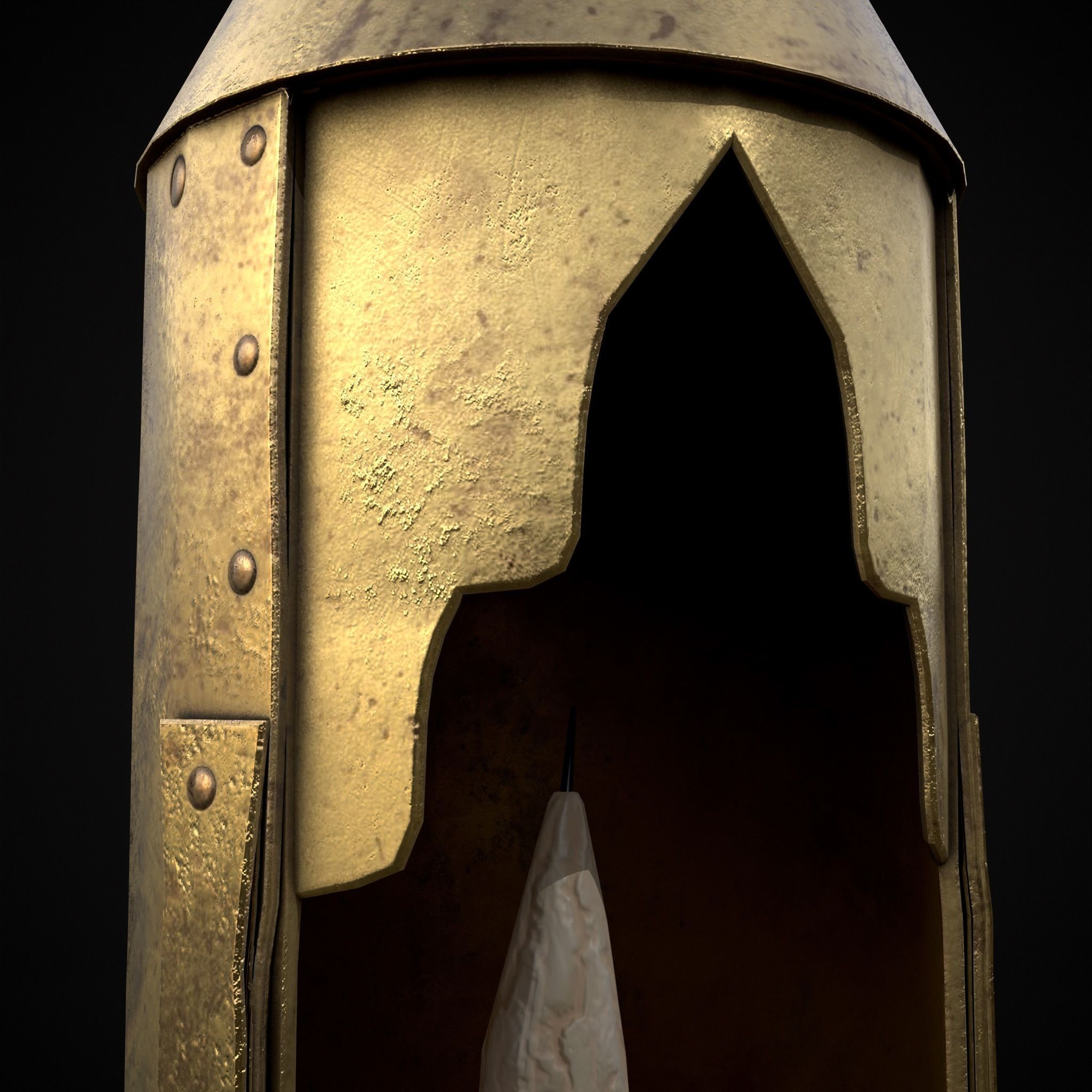 Medieval Brass Candle Low-poly 3D model_13