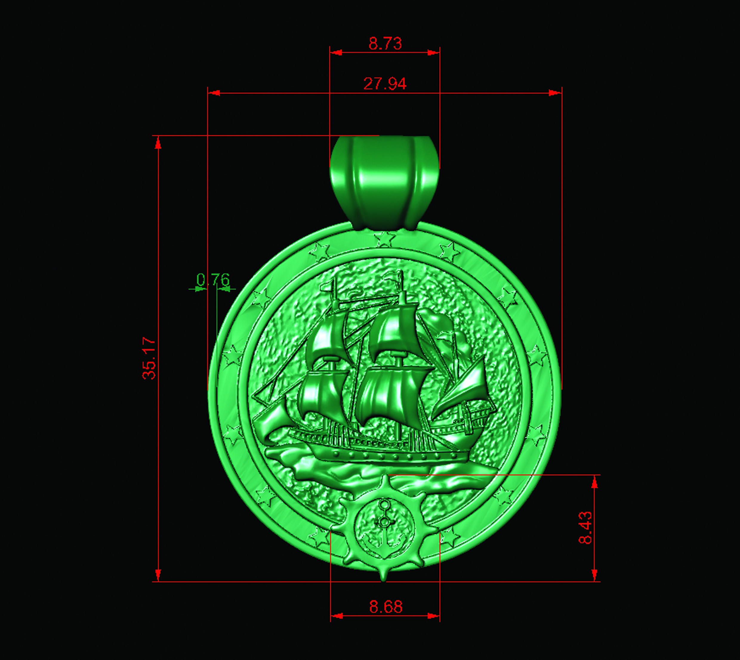 Sail Medallion  3D print model_11