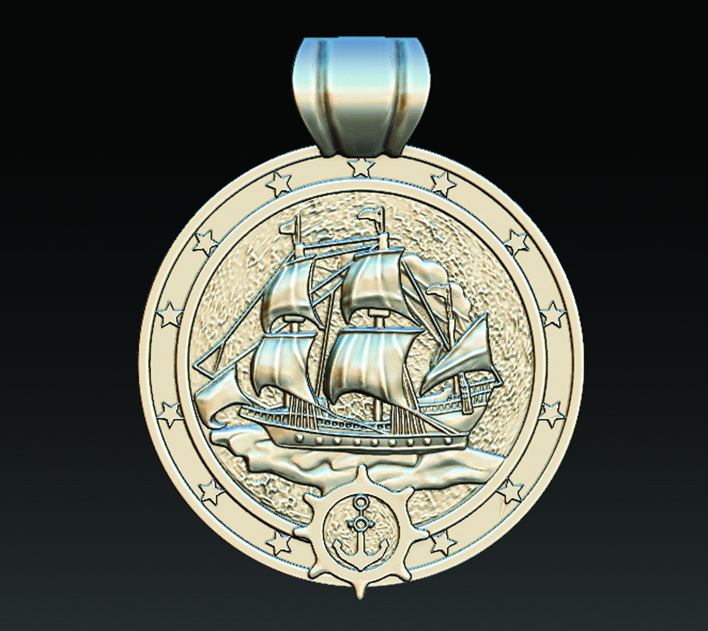 Sail Medallion  3D print model_3