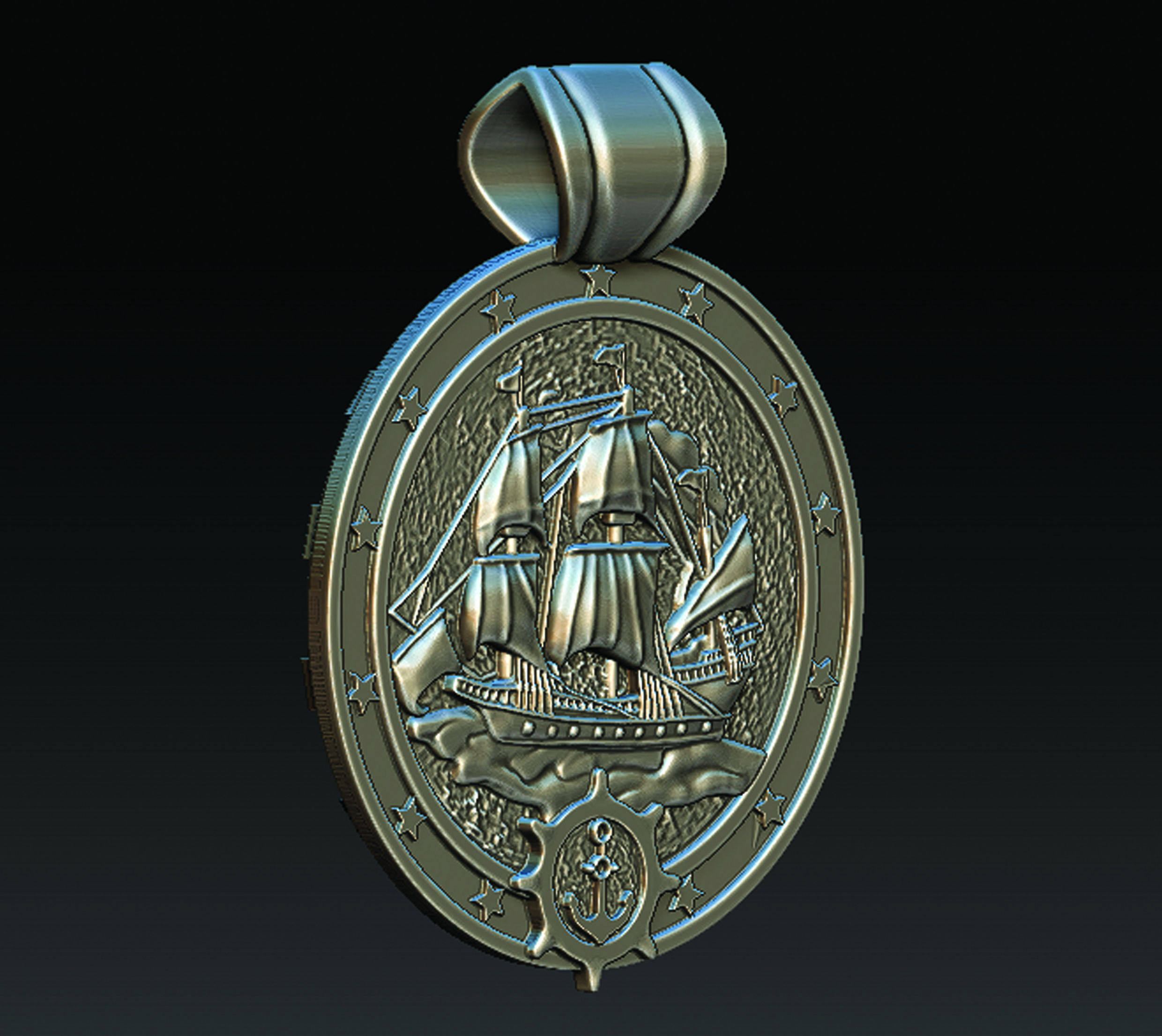 Sail Medallion  3D print model_6