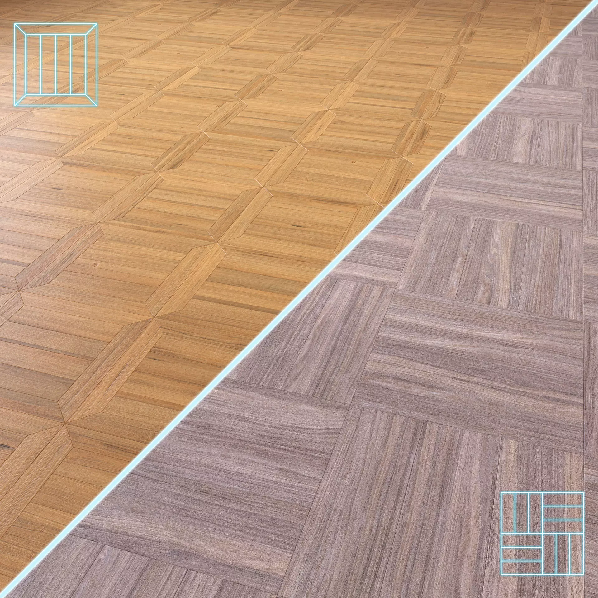 Parquet - Laminate - Wooden floor 2 in 1 Low-poly 3D model_0
