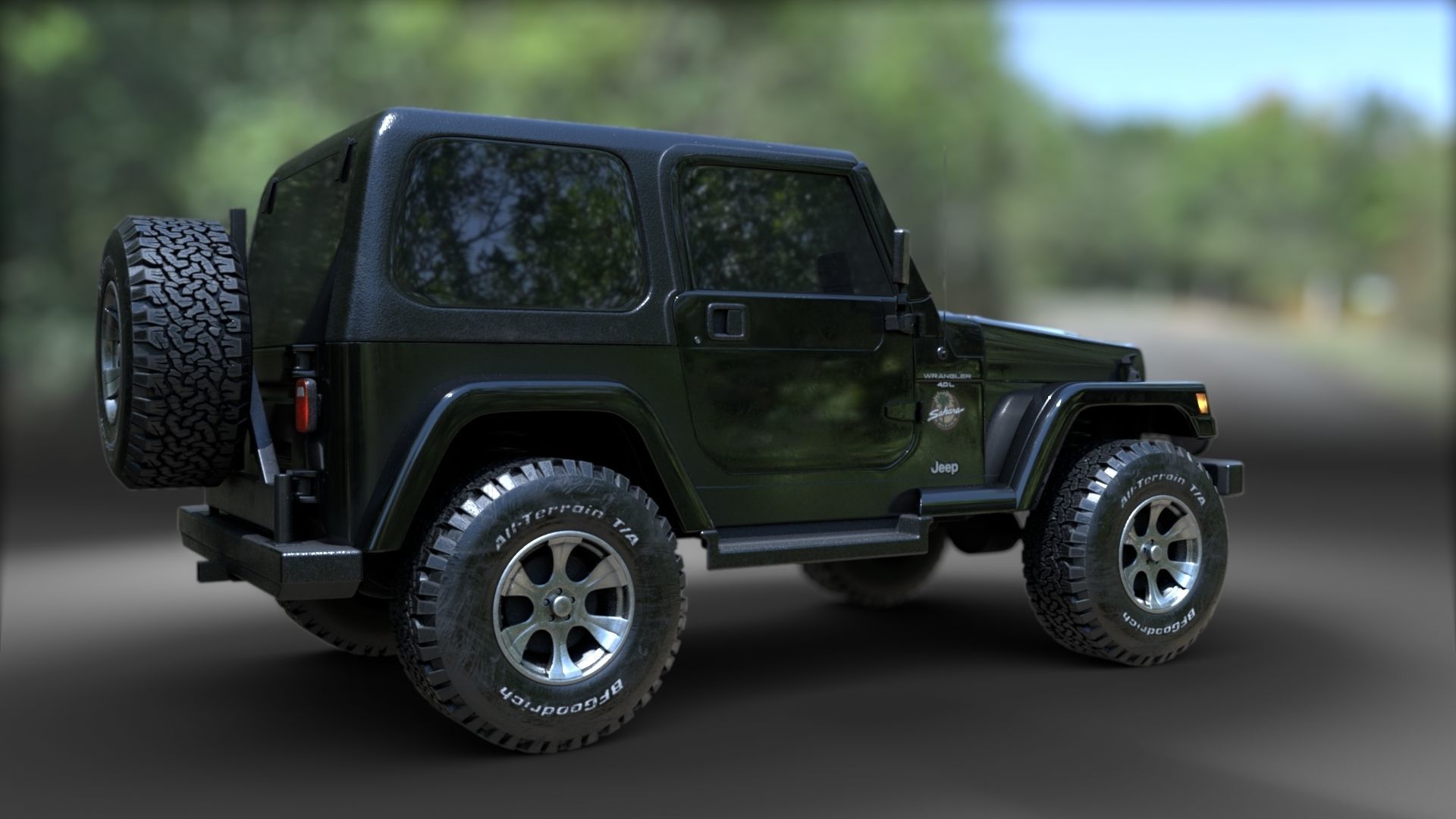 1998 Jeep Wrangler Sahara 3D model_10