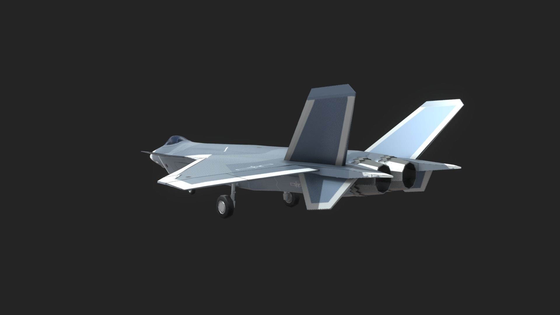 Chengdu J20 Low-poly 3D model_10