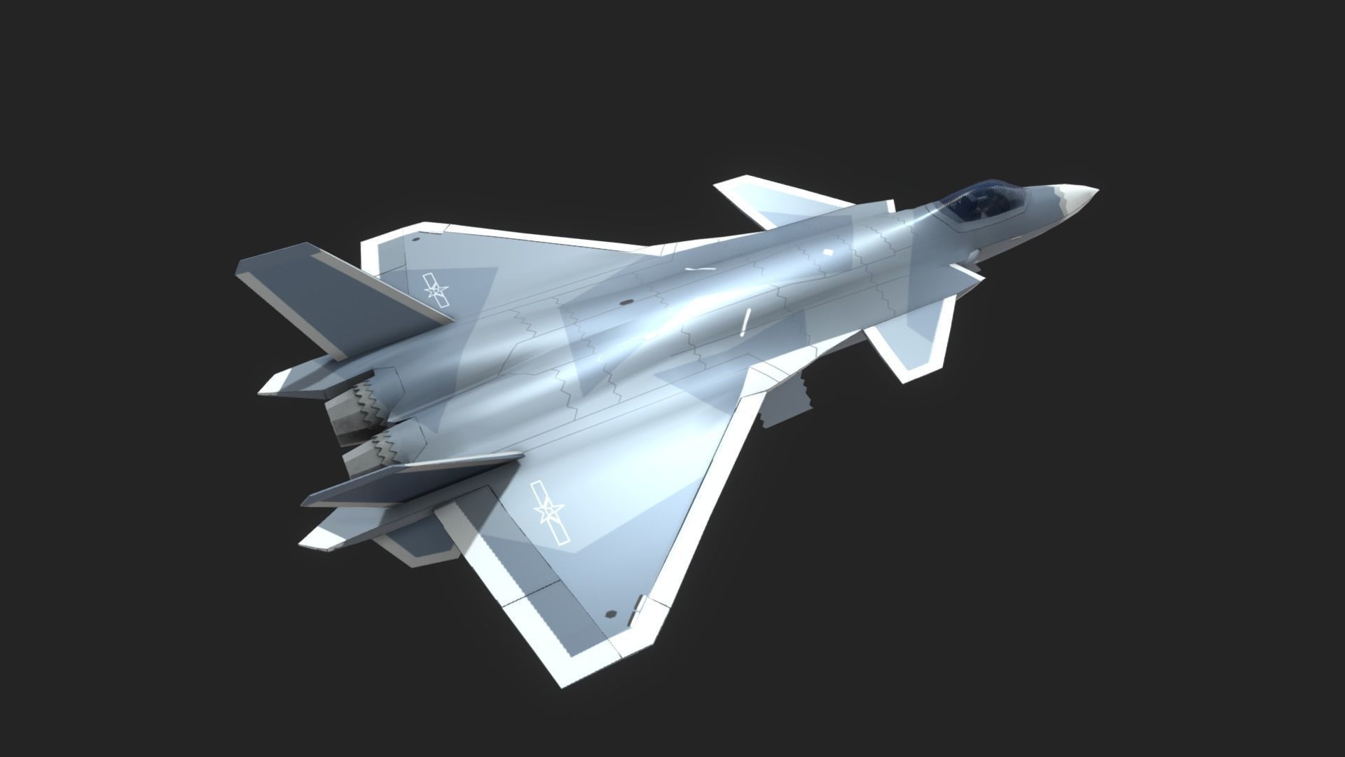Chengdu J20 Low-poly 3D model_11