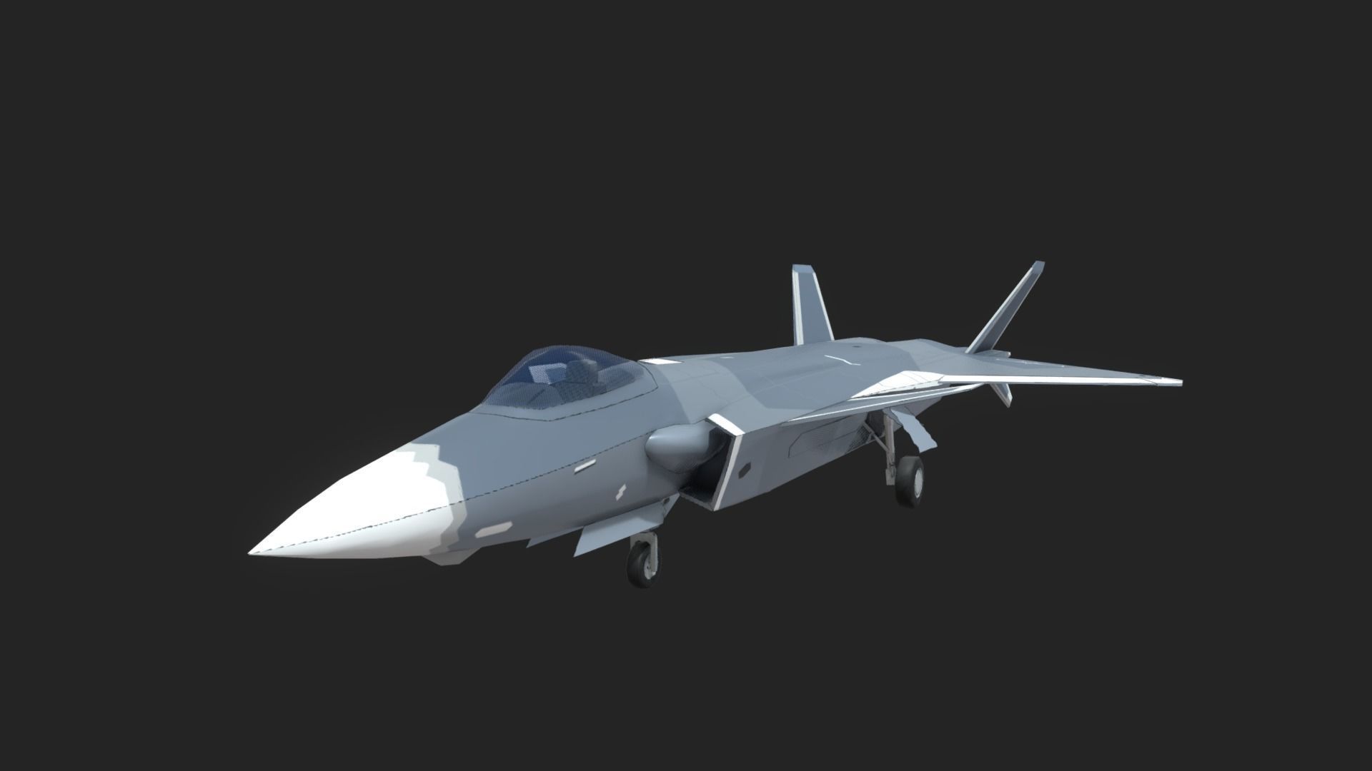 Chengdu J20 Low-poly 3D model_6