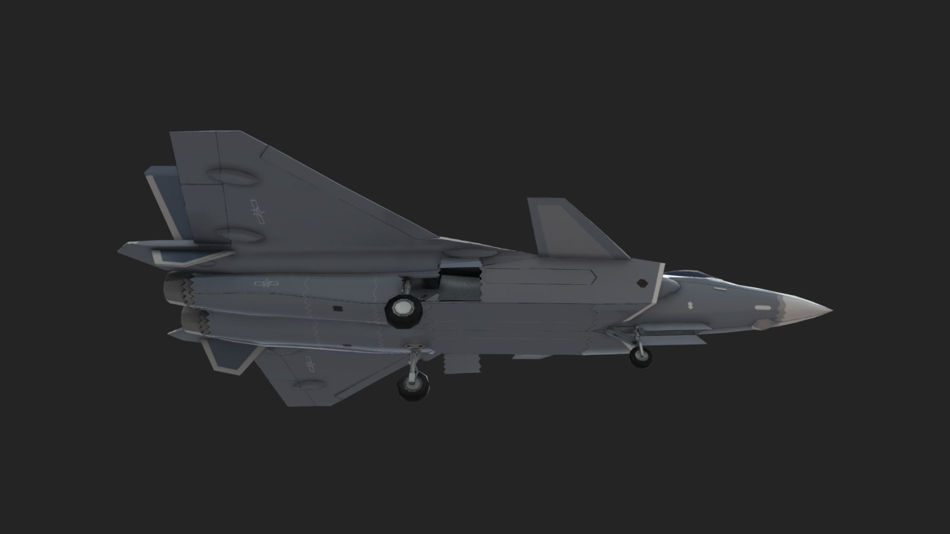 Chengdu J20 Low-poly 3D model_12