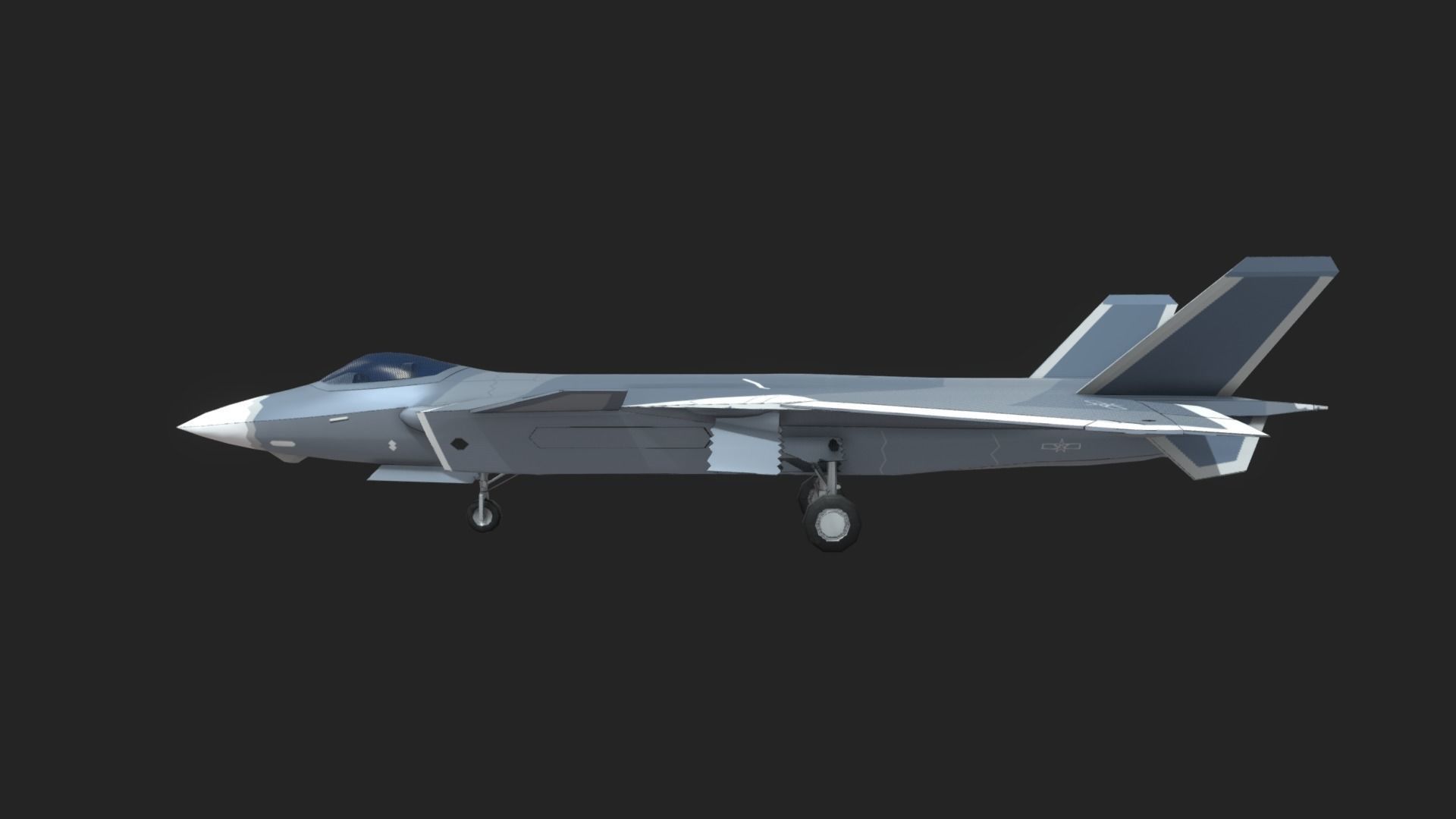 Chengdu J20 Low-poly 3D model_8