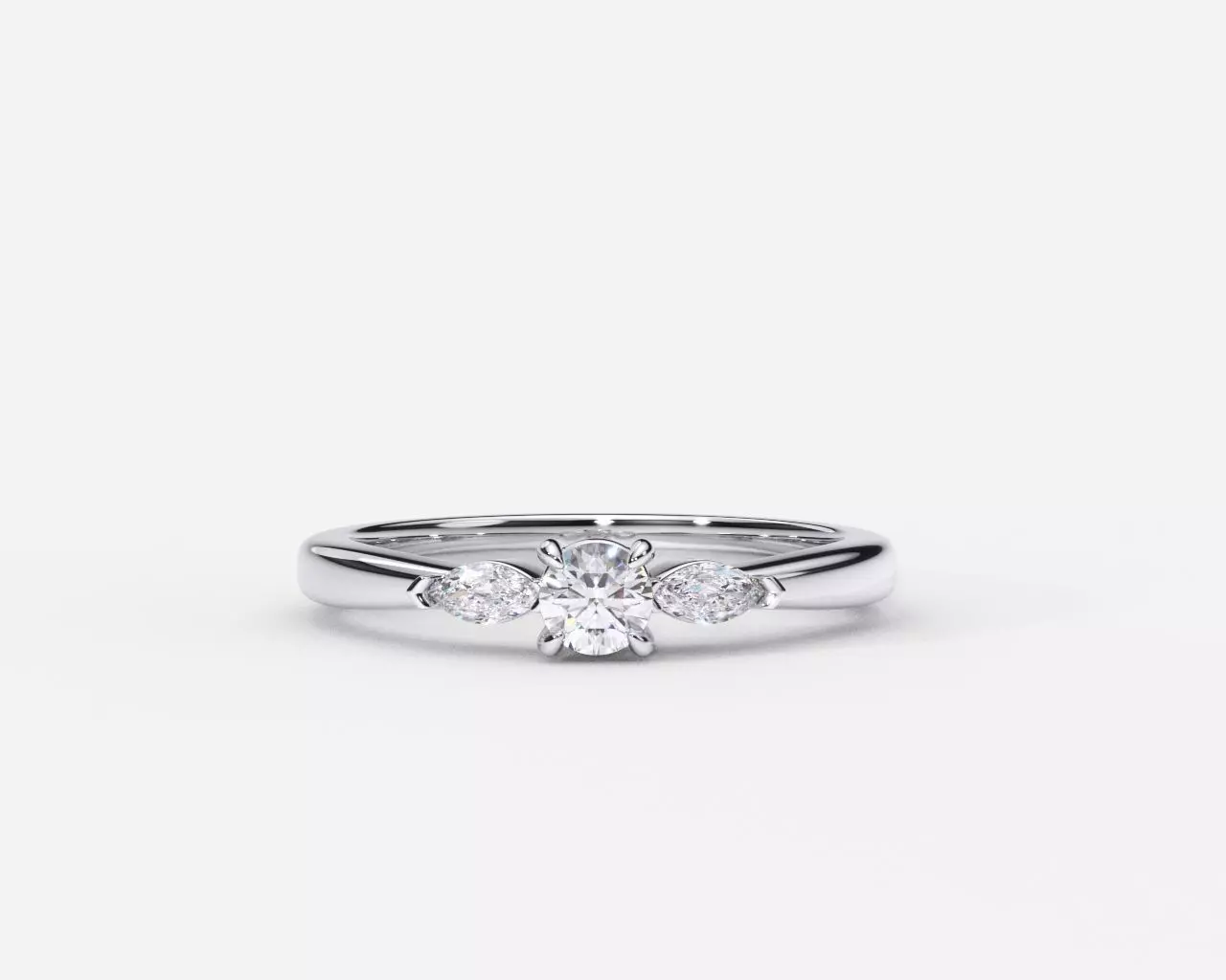 ZDR0215 engagement ring with three stones 3D print model_0