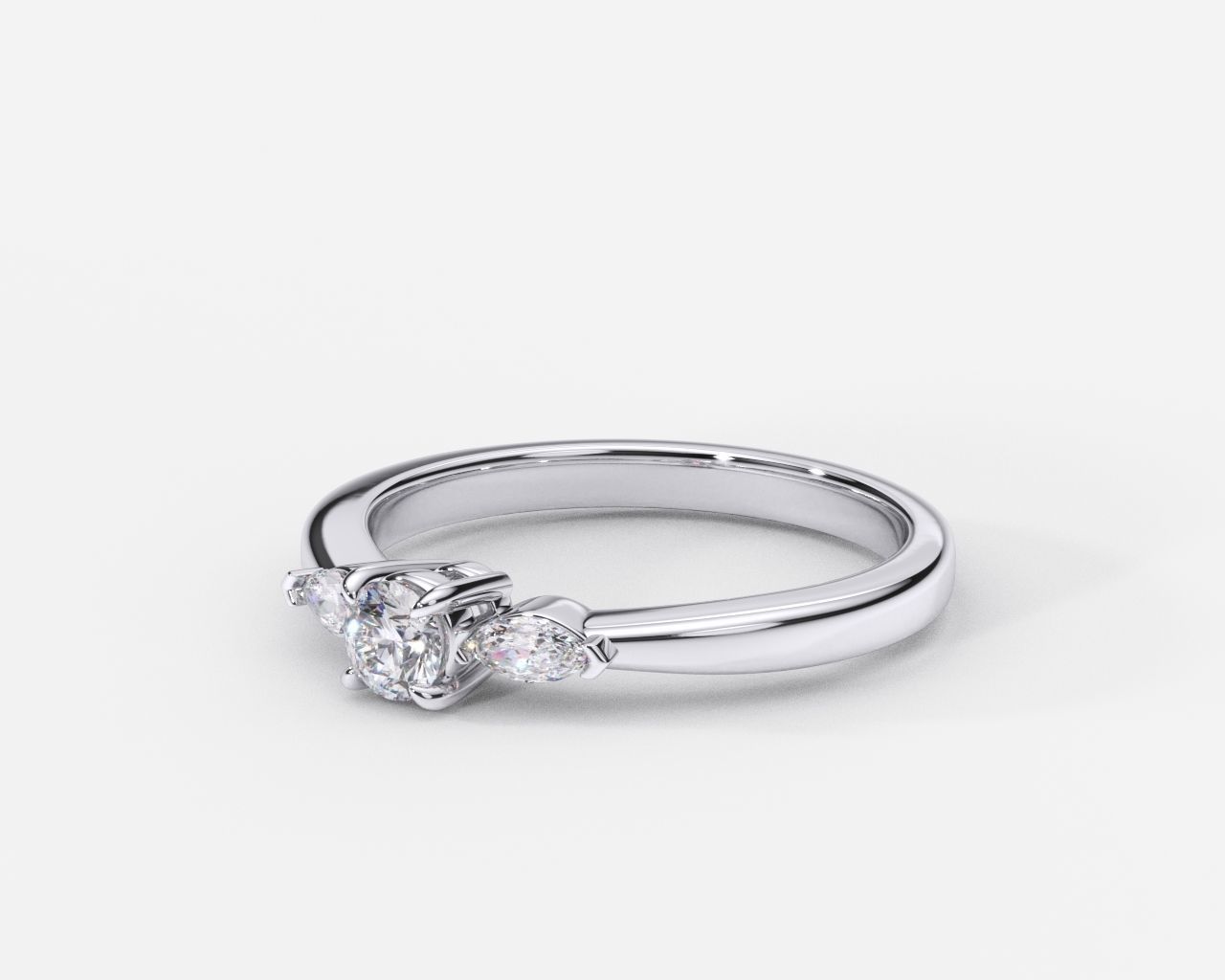 ZDR0215 engagement ring with three stones 3D print model_2