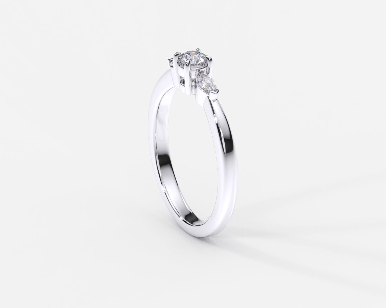 ZDR0215 engagement ring with three stones 3D print model_3