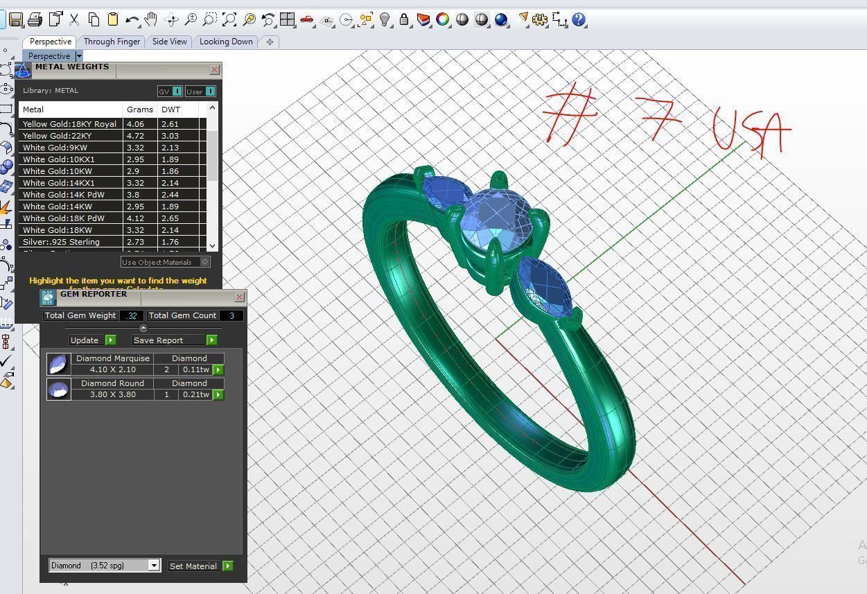 ZDR0215 engagement ring with three stones 3D print model_6