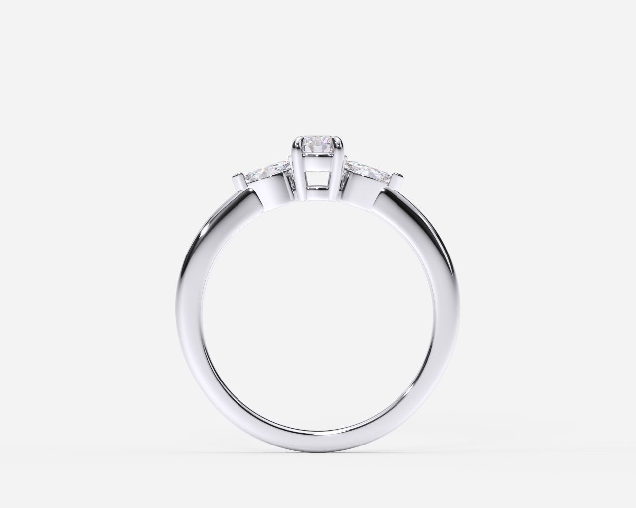 ZDR0215 engagement ring with three stones 3D print model_1