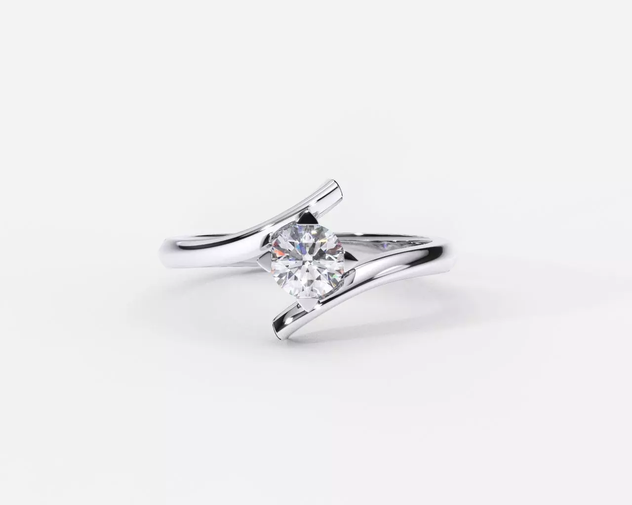 ZDR0217 solitaire engagement ring gold 3D print model