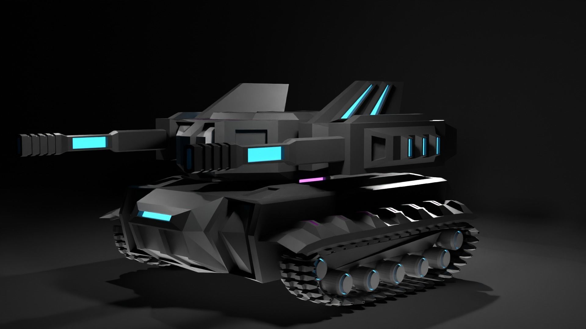 Sci-fi tank Low-poly 3D model_4