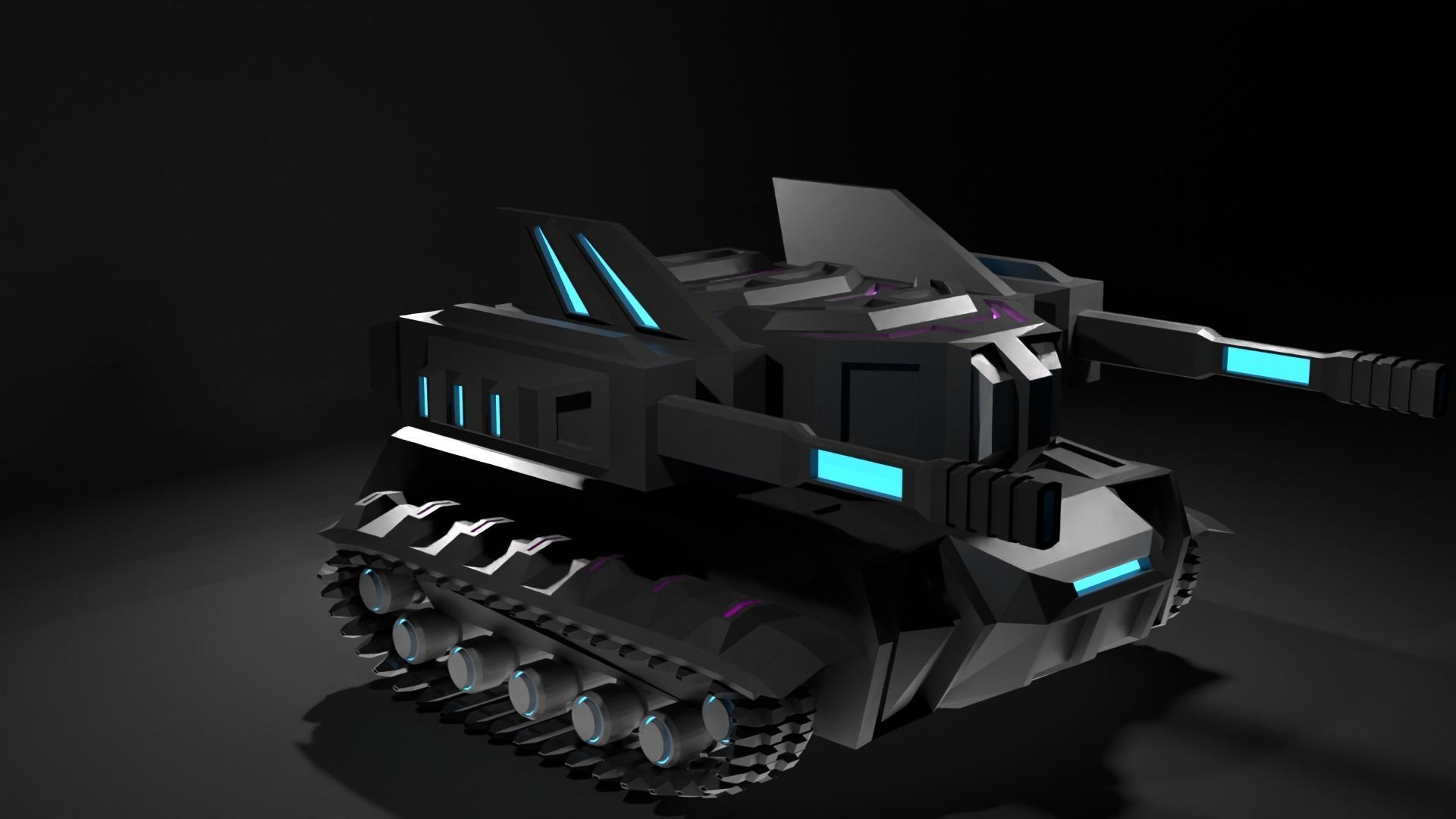 Sci-fi tank Low-poly 3D model_5
