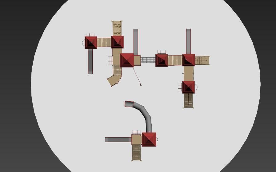 Forest castle wooden playground set 3D model_8