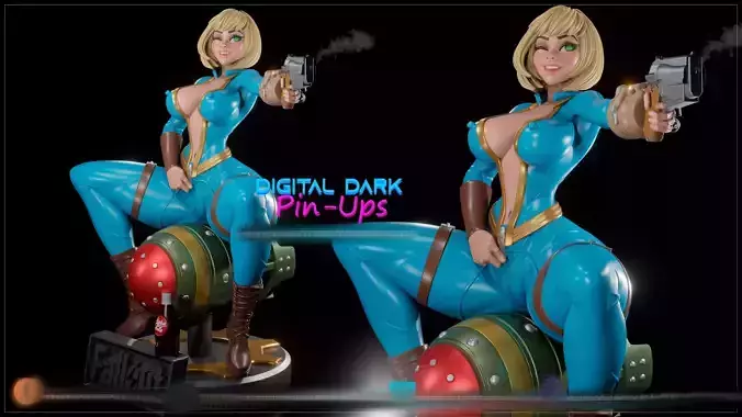 Vault Girl from Fallout with NSFW version and Miniatures 77mm 3D print model