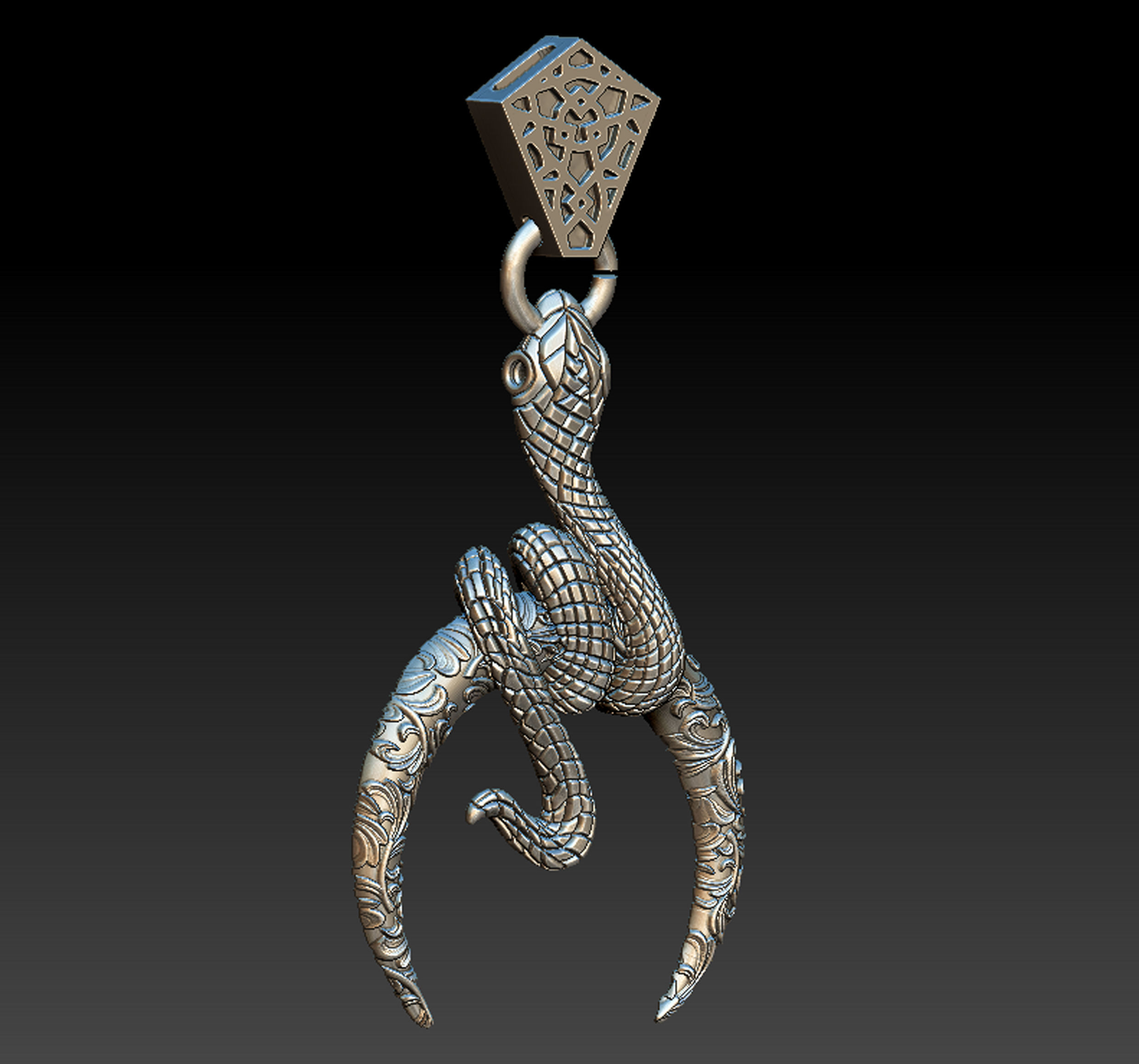 Snake Moon Necklace  3D print model_2