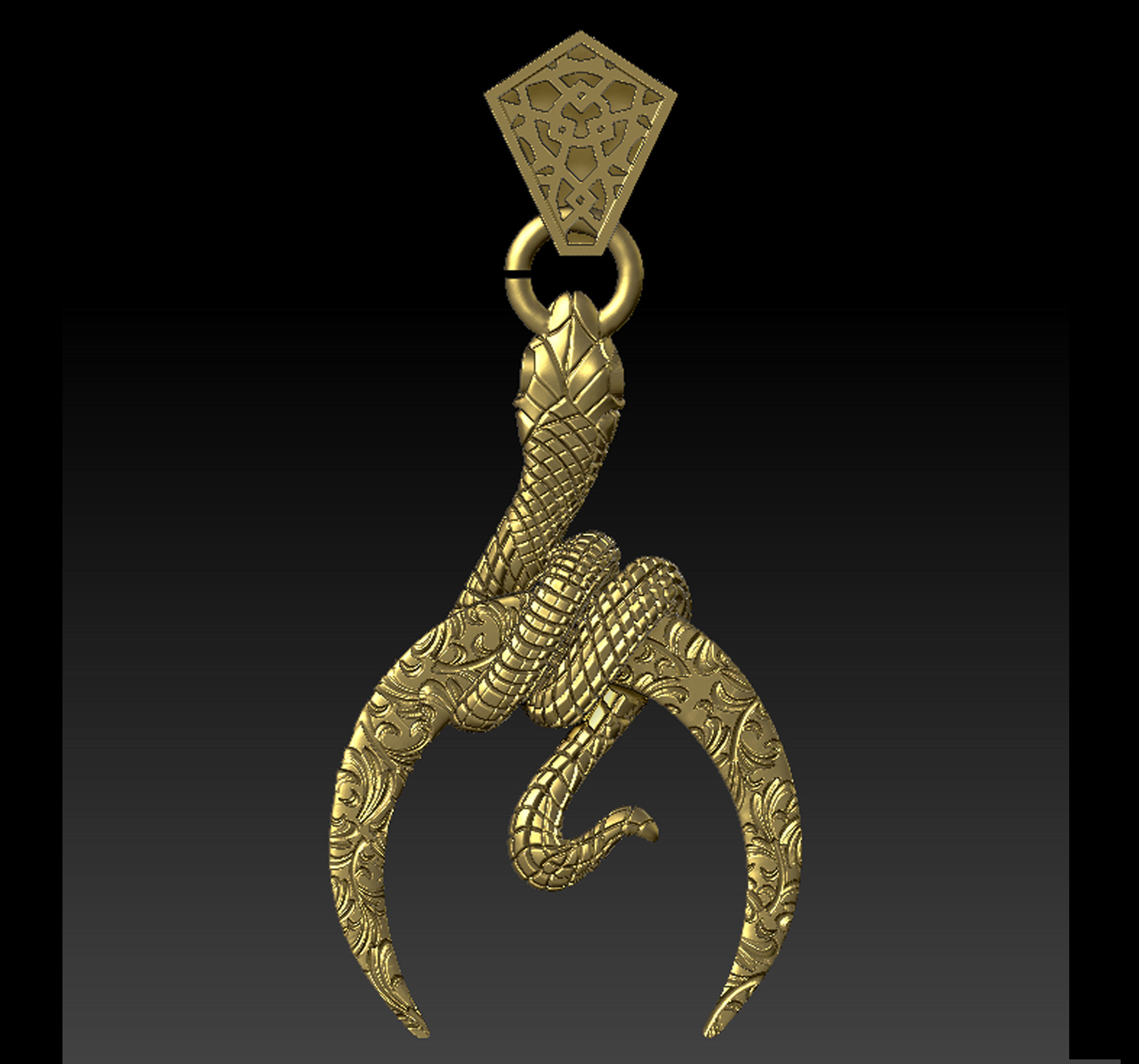 Snake Moon Necklace  3D print model_26