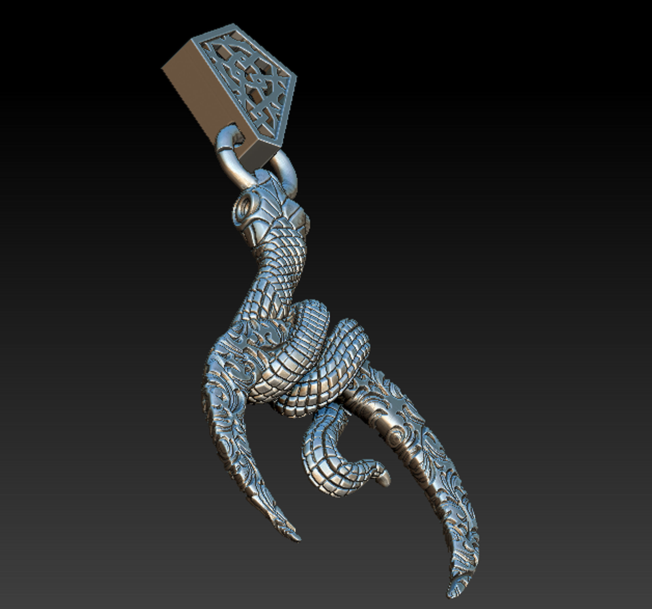 Snake Moon Necklace  3D print model_5