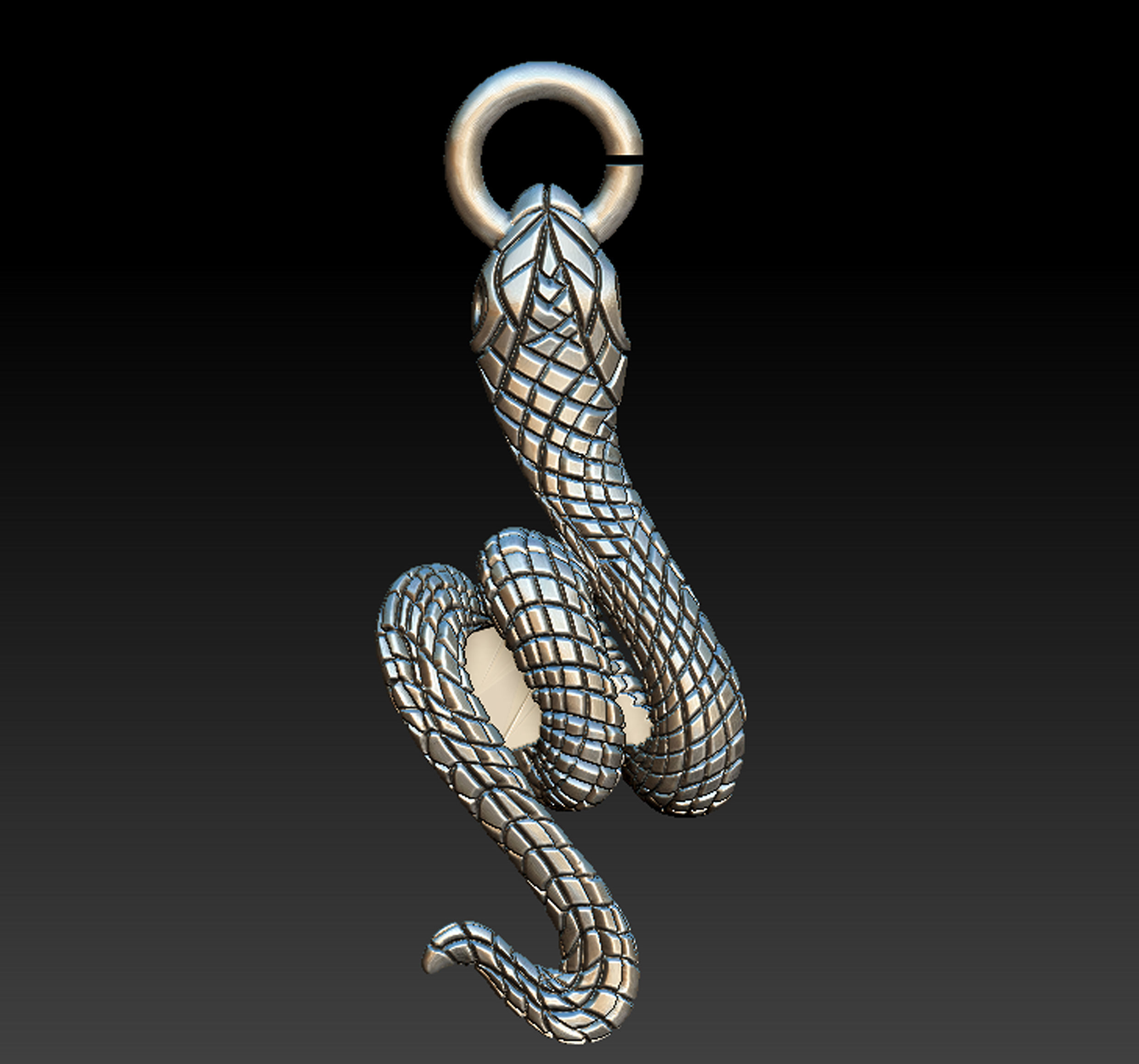 Snake Moon Necklace  3D print model_22