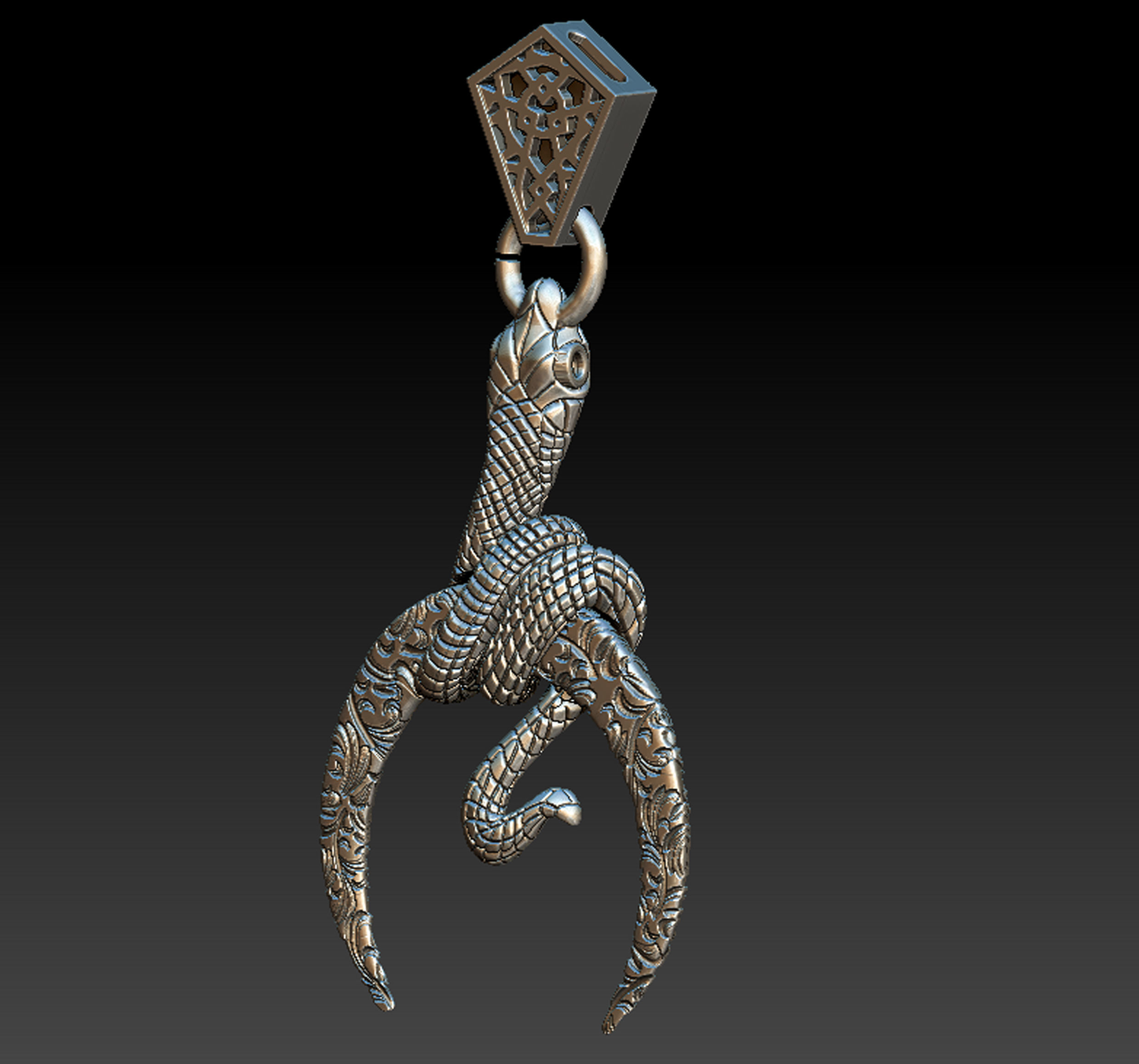 Snake Moon Necklace  3D print model_4