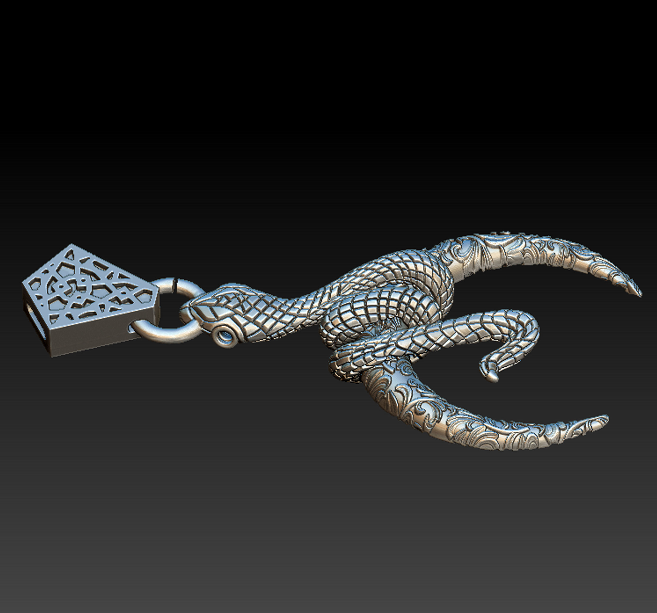 Snake Moon Necklace  3D print model_6