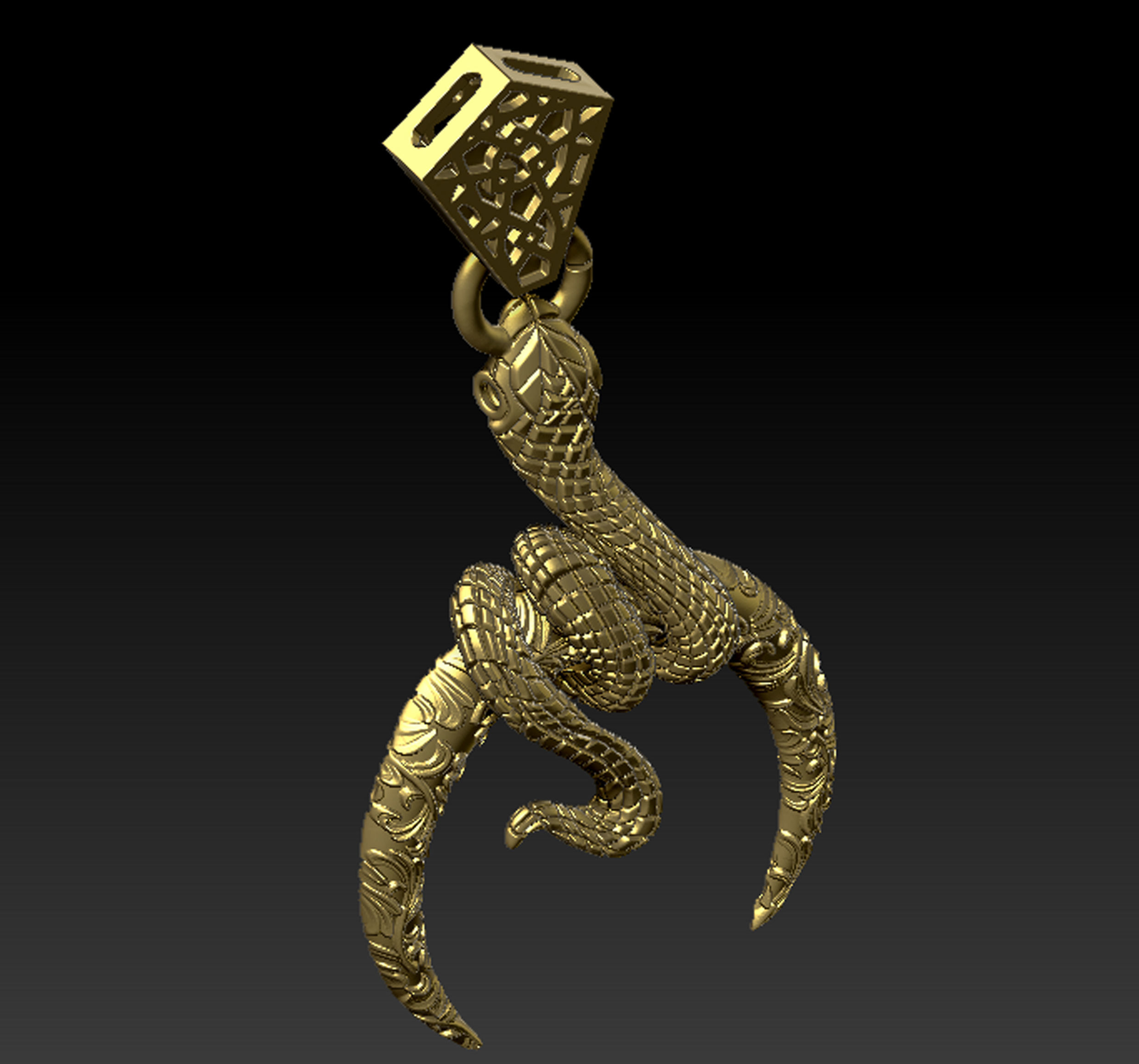 Snake Moon Necklace  3D print model_33