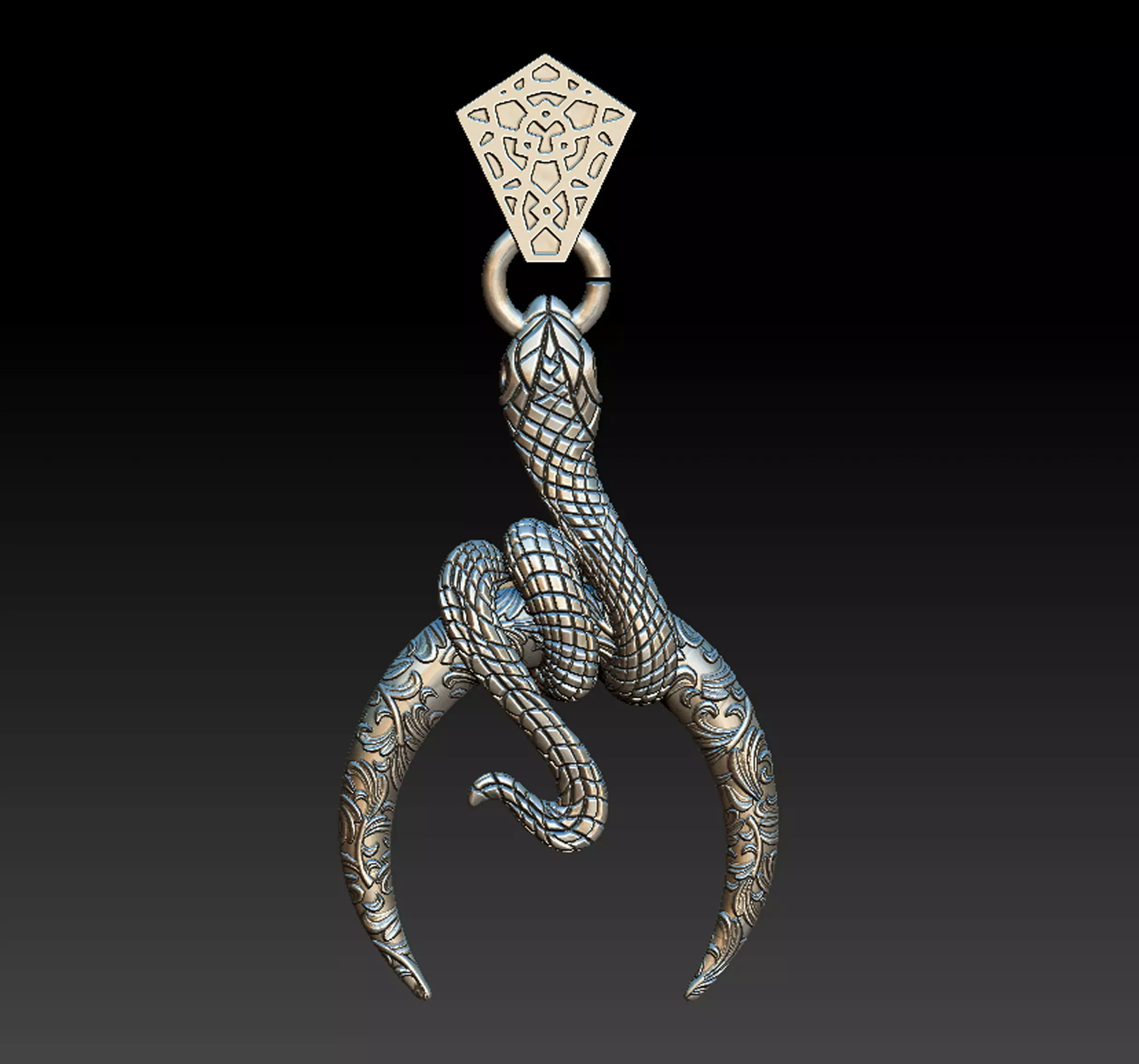 Snake Moon Necklace  3D print model_0